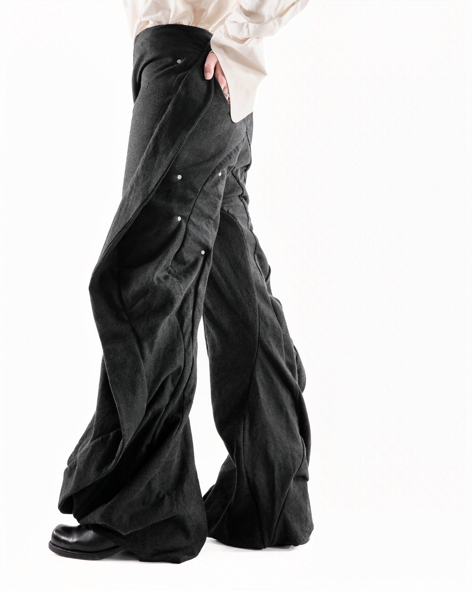 BLACK LEATHER CERITH JEANS WOMENS