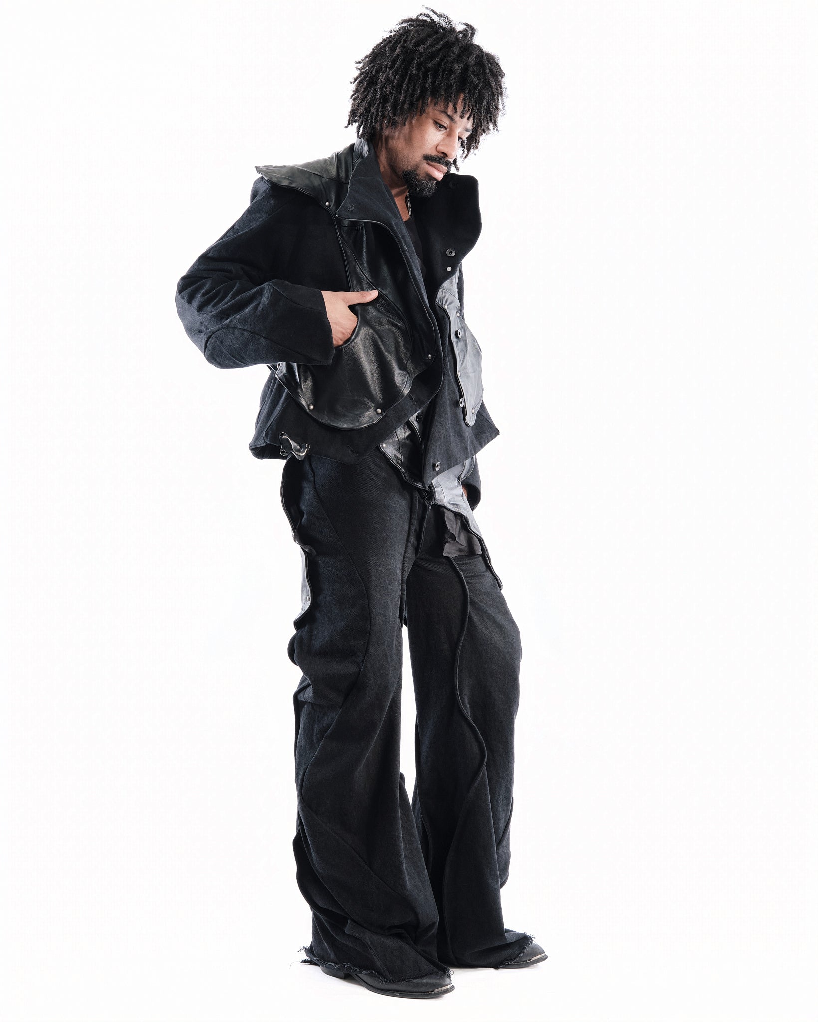 BLACK LEATHER CERITH SET MENS