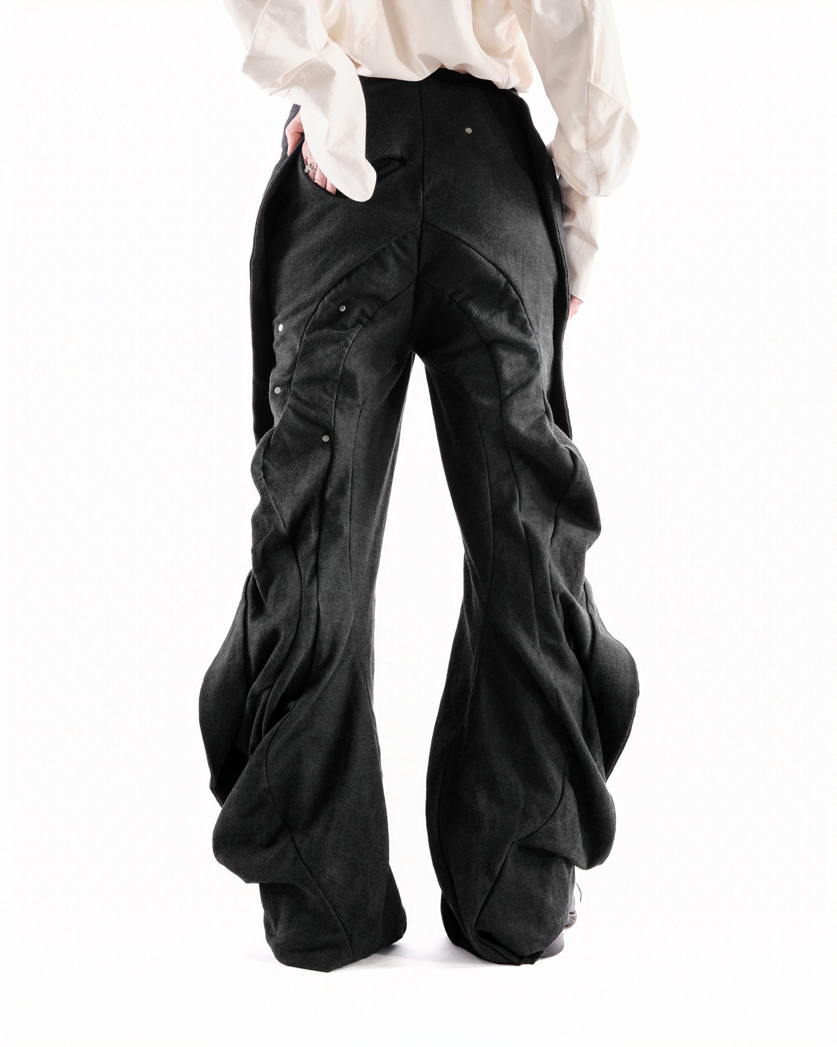 BLACK LEATHER CERITH JEANS WOMENS