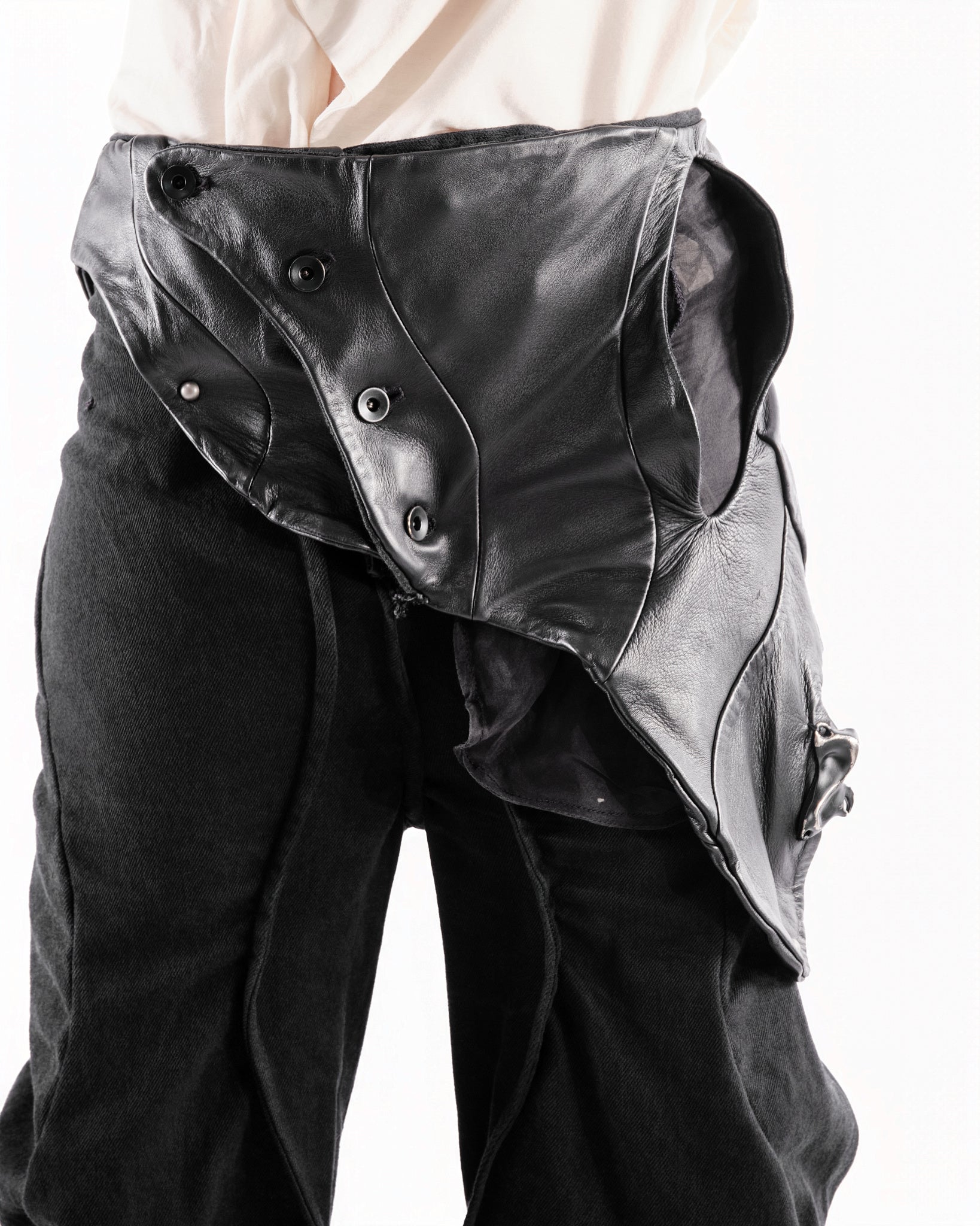 BLACK LEATHER CERITH JEANS WOMENS
