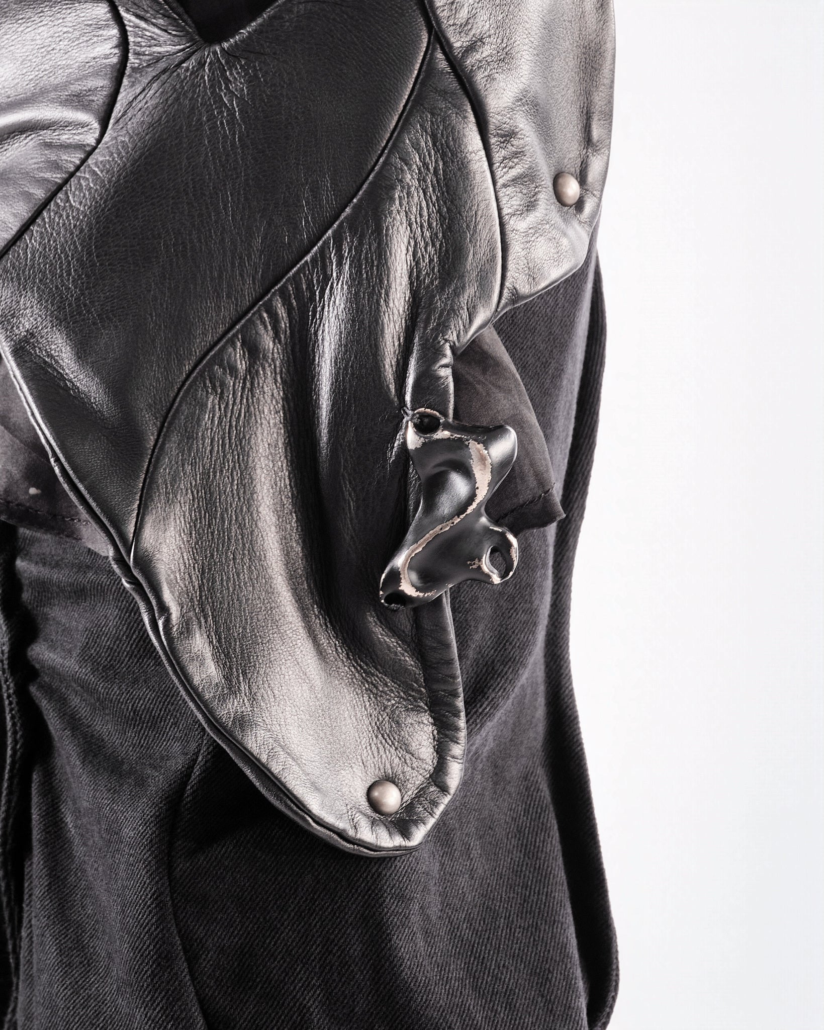 BLACK LEATHER CERITH JEANS WOMENS