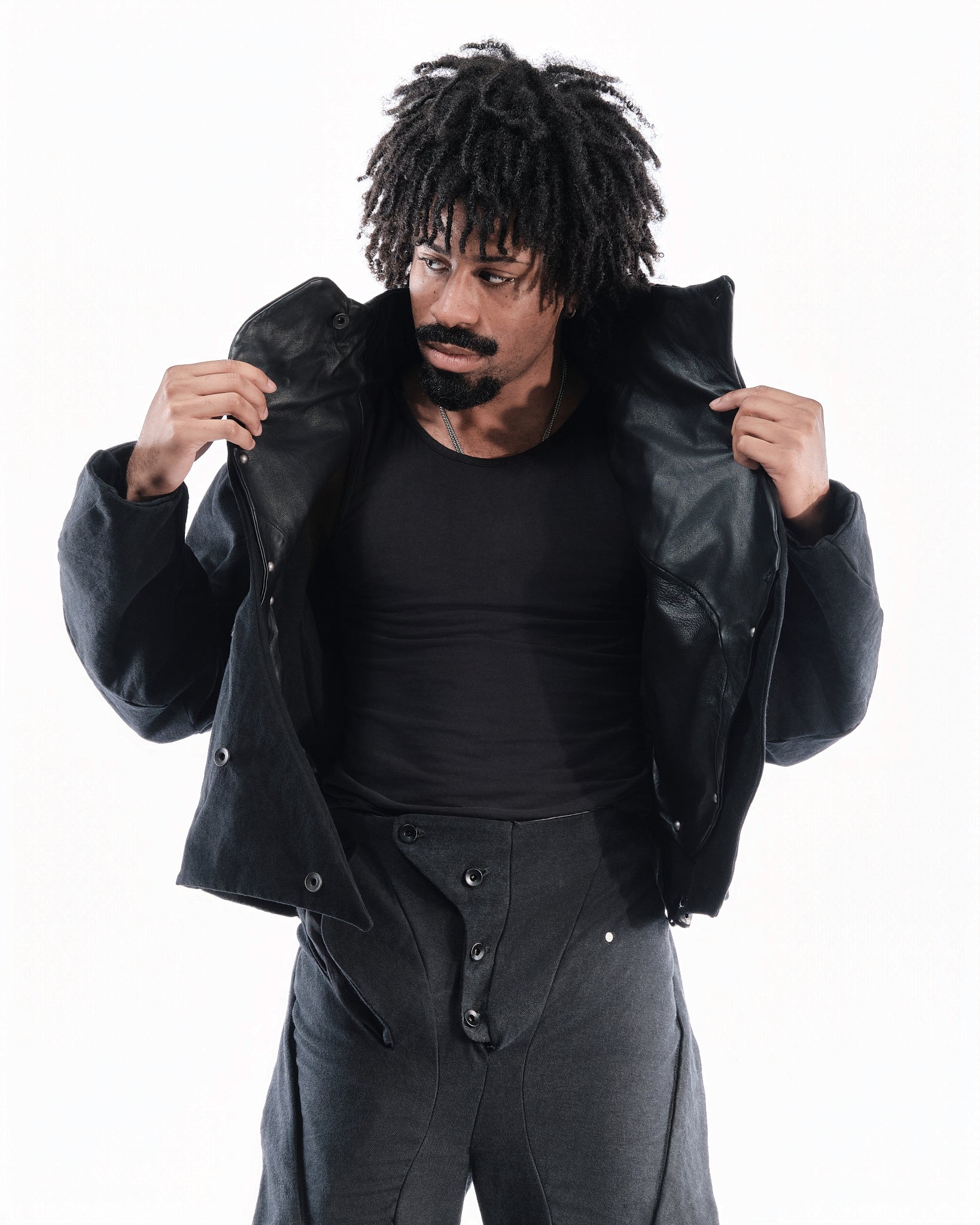 BLACK LEATHER CERITH SET MENS