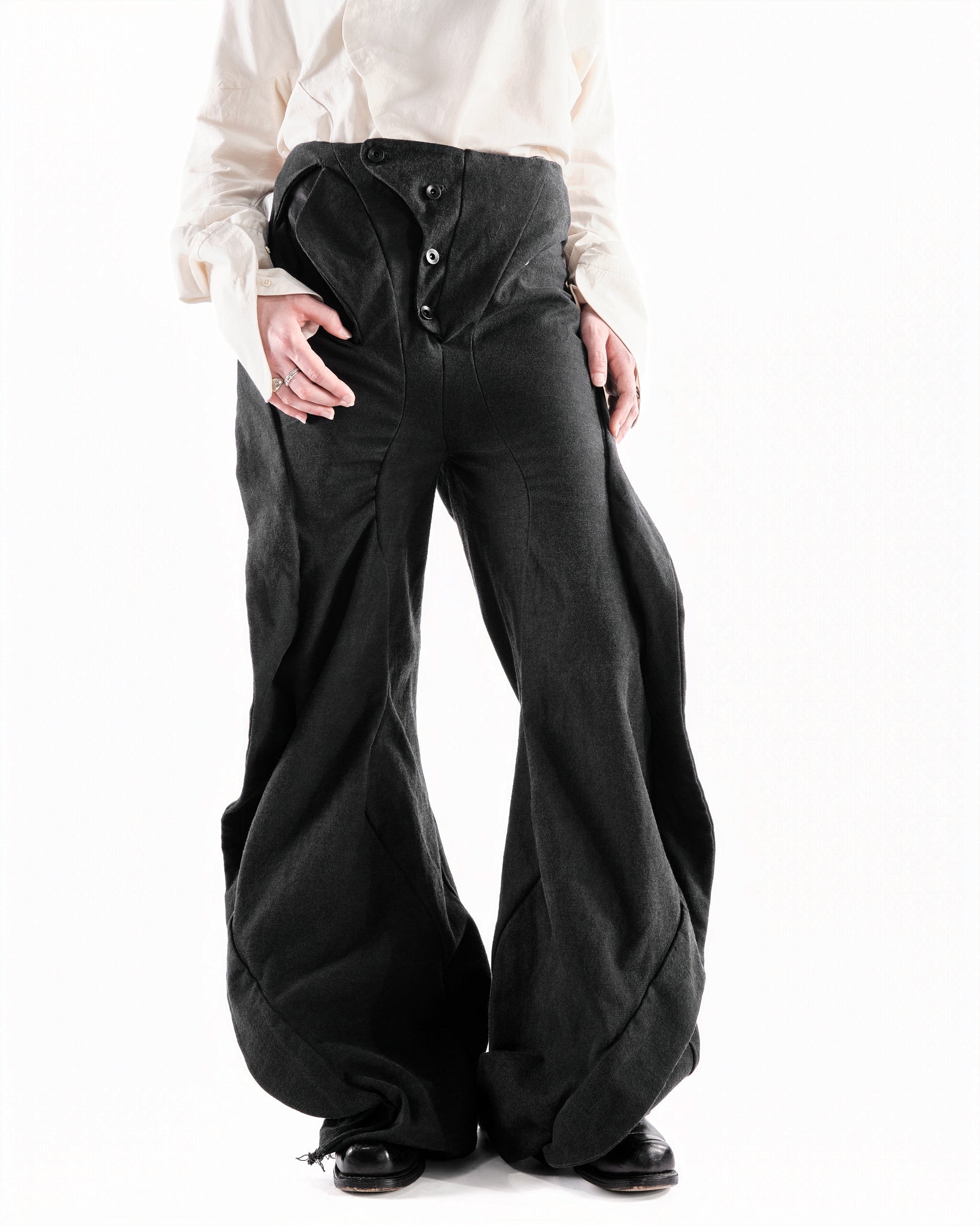 BLACK LEATHER CERITH JEANS WOMENS