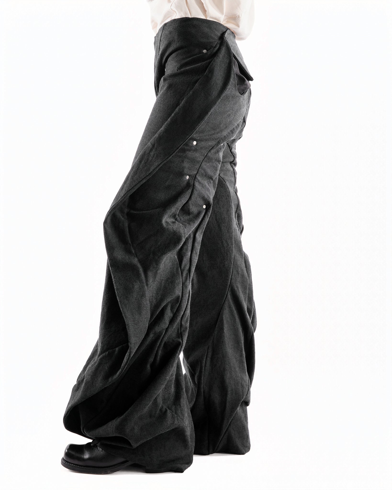 BLACK LEATHER CERITH JEANS WOMENS