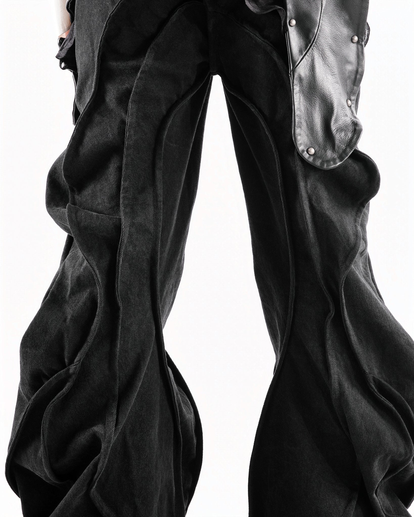BLACK LEATHER CERITH JEANS WOMENS