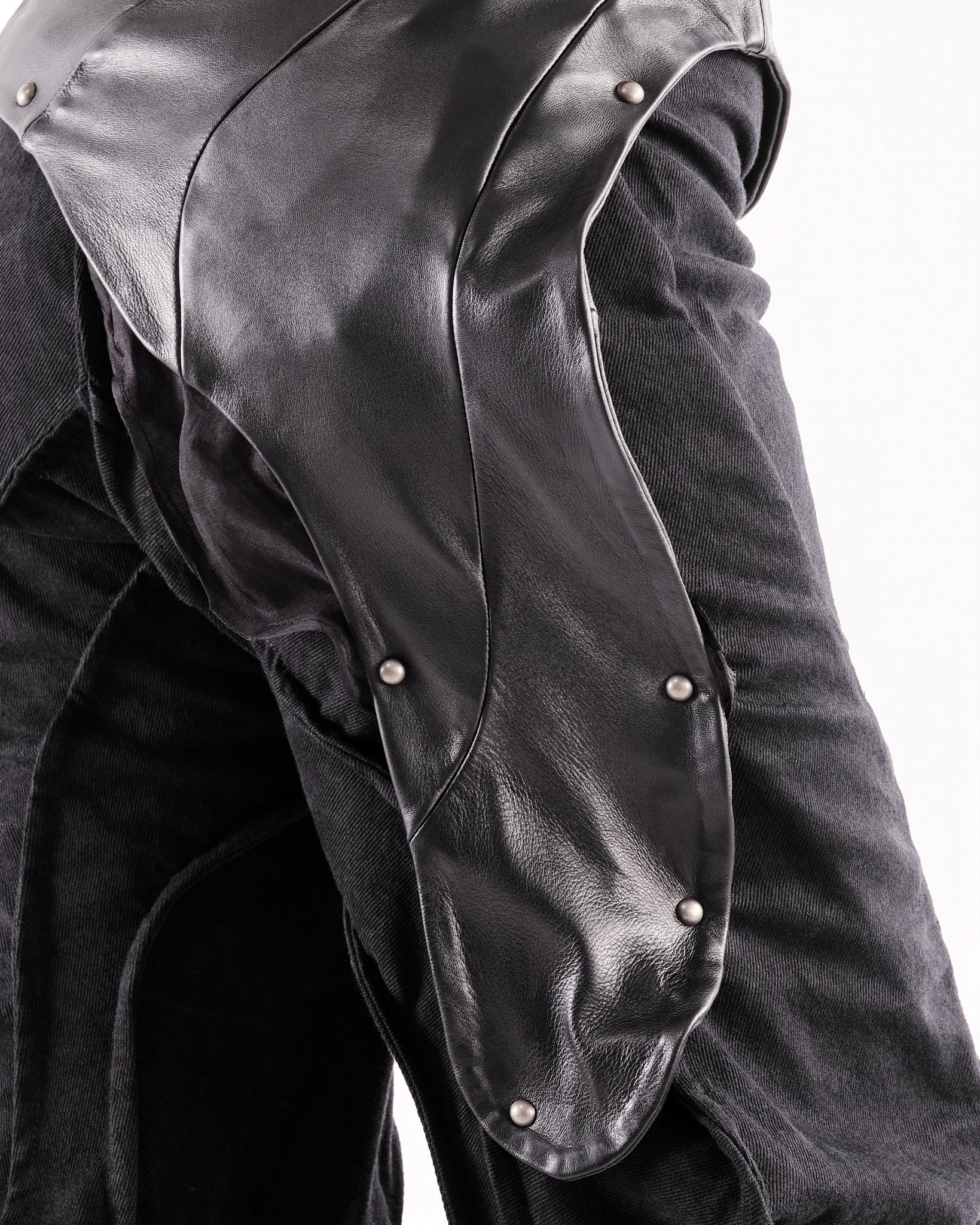BLACK LEATHER CERITH JEANS WOMENS