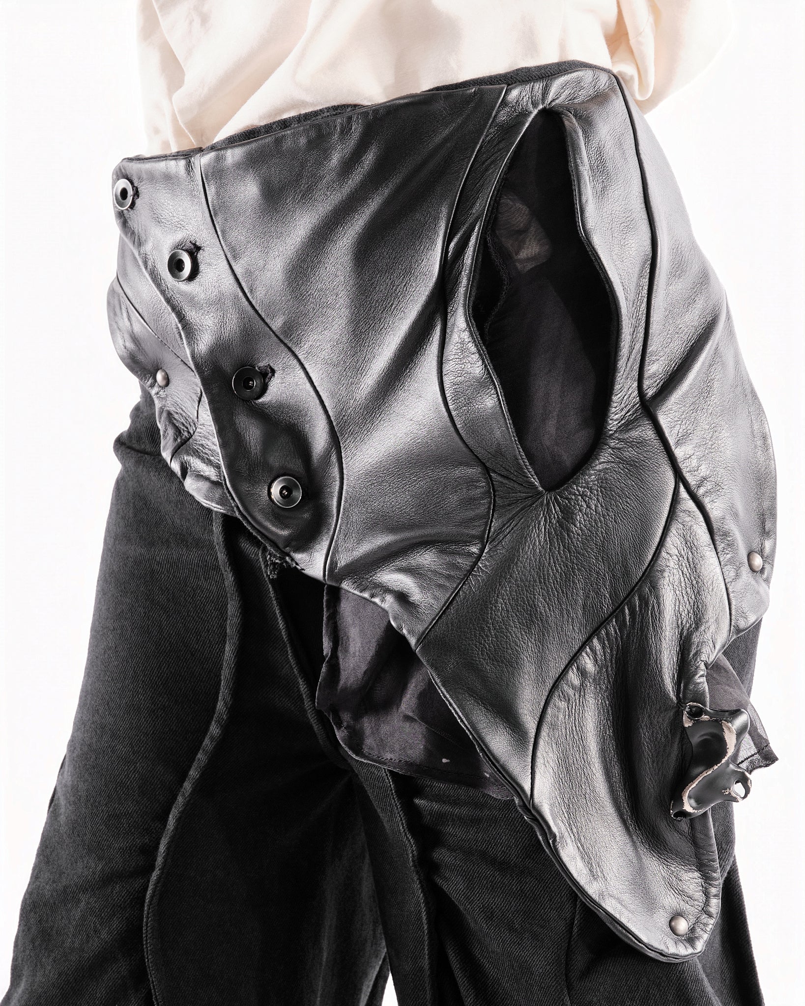 BLACK LEATHER CERITH JEANS WOMENS
