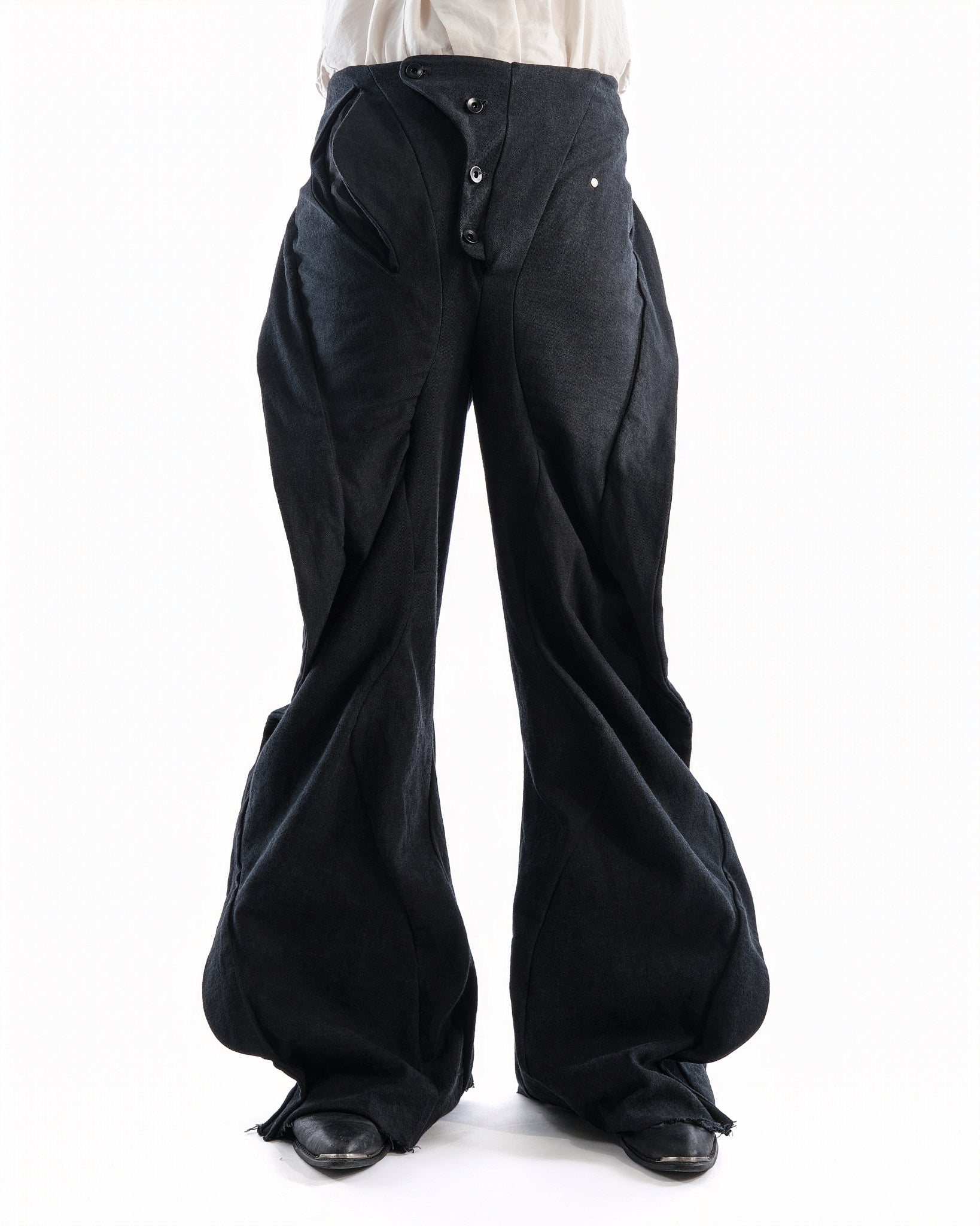 BLACK LEATHER CERITH JEANS MENS