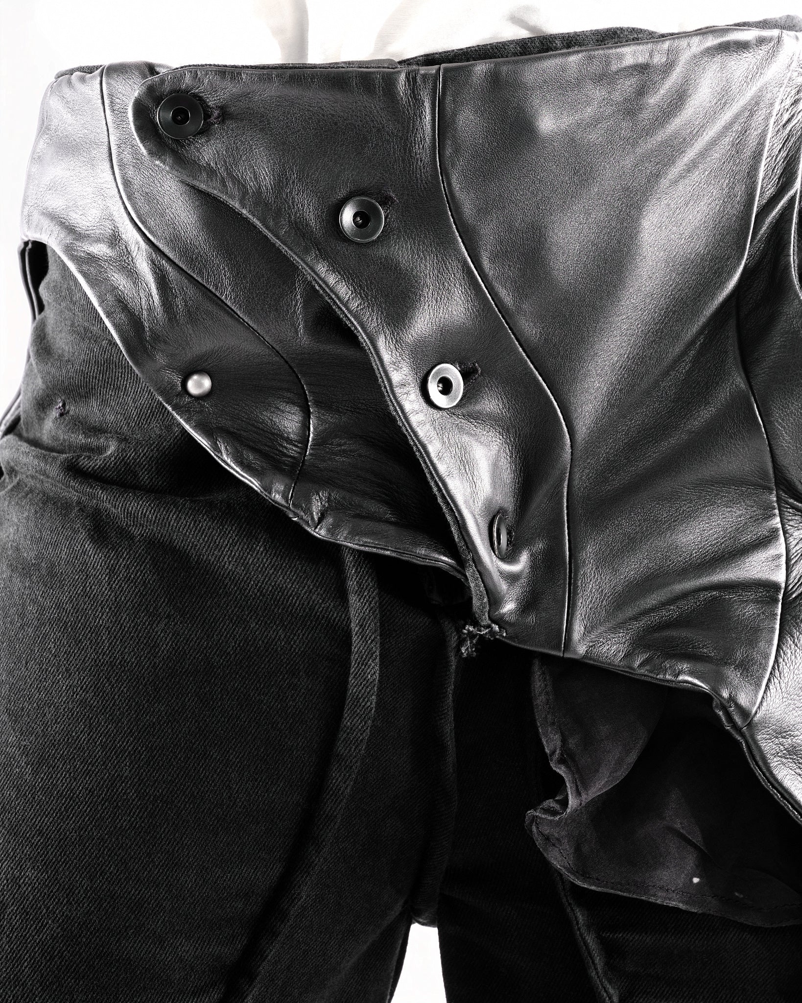 BLACK LEATHER CERITH JEANS WOMENS
