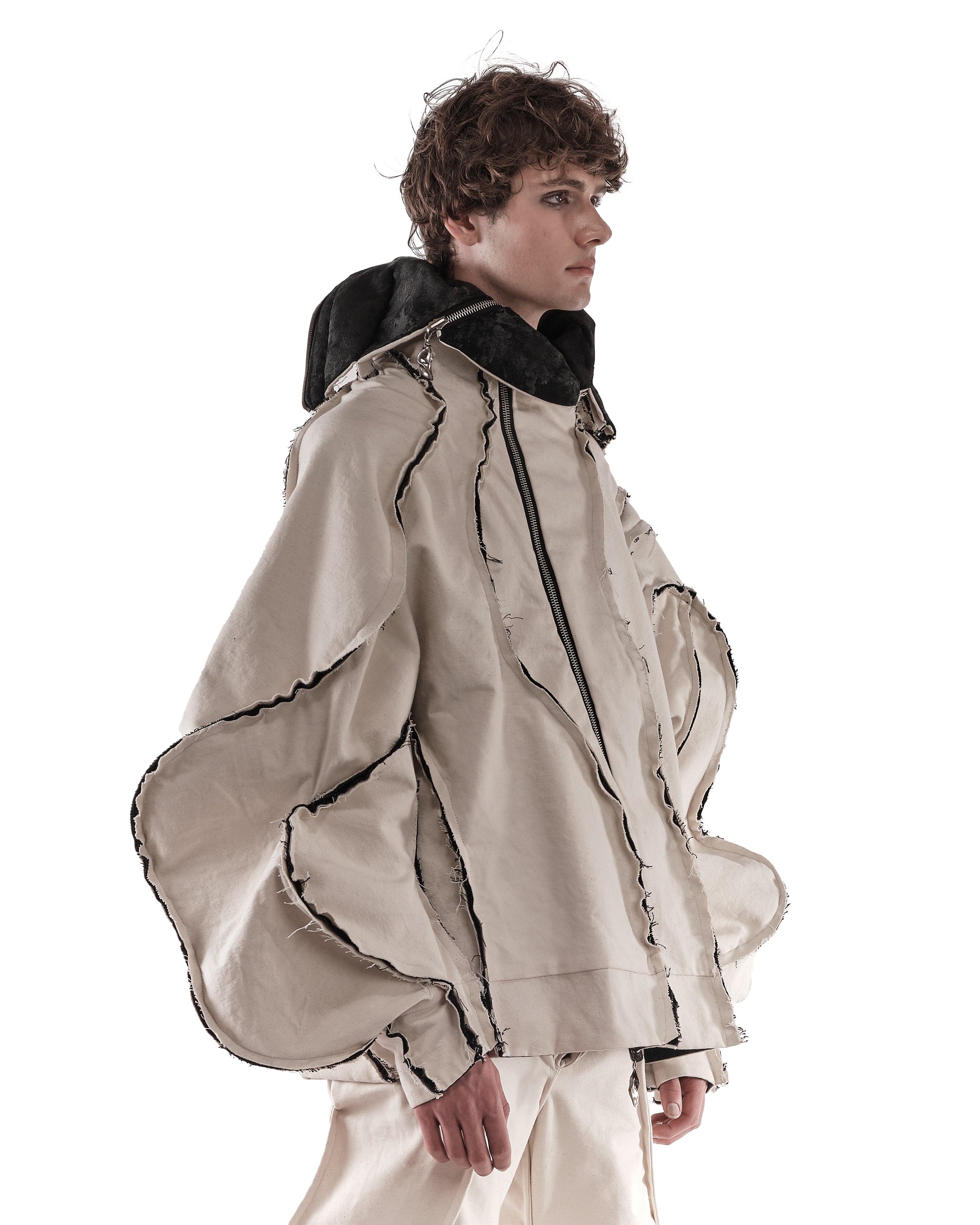 REVERSIBLE DISTORTED HOODED JACKET