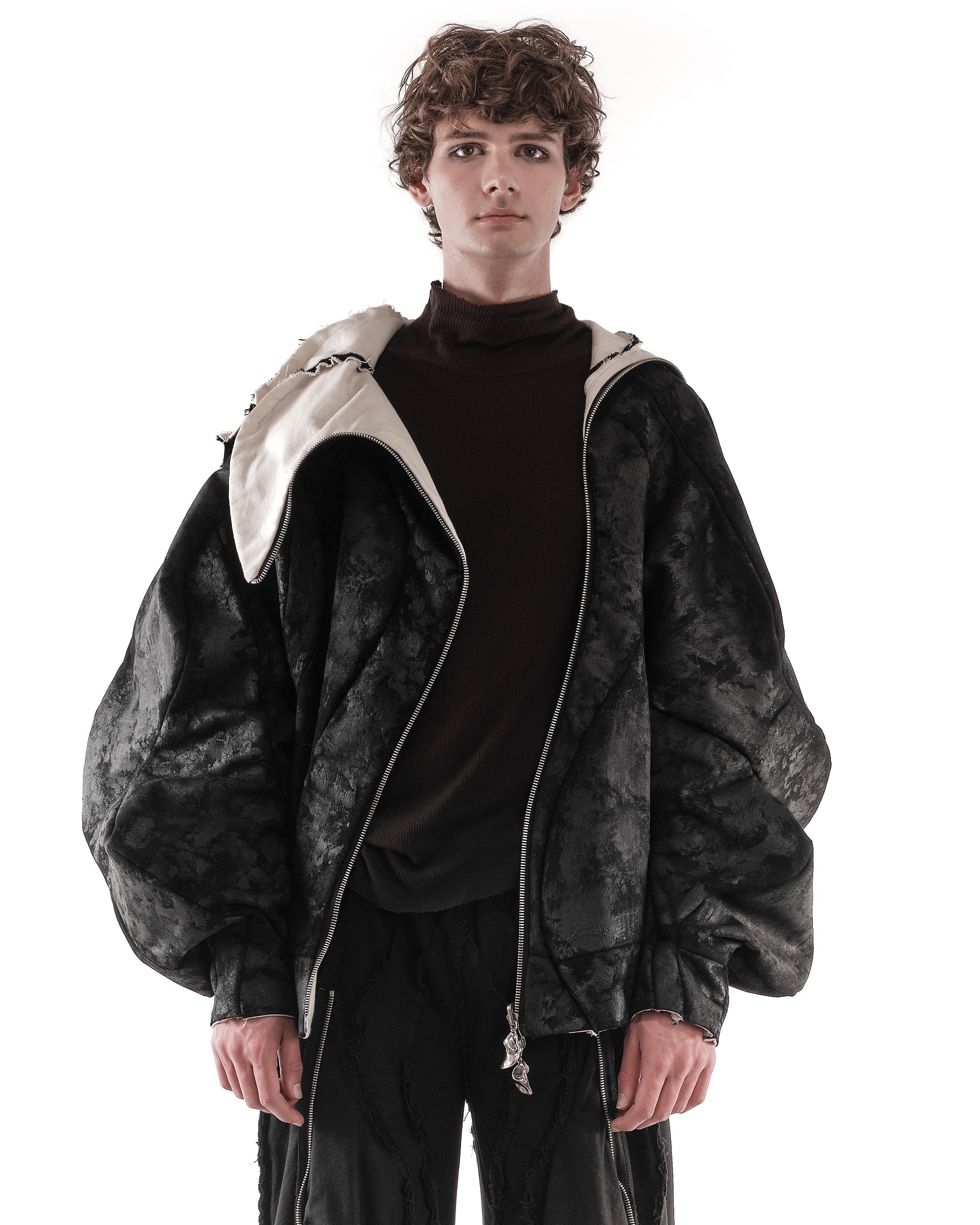 REVERSIBLE DISTORTED HOODED JACKET