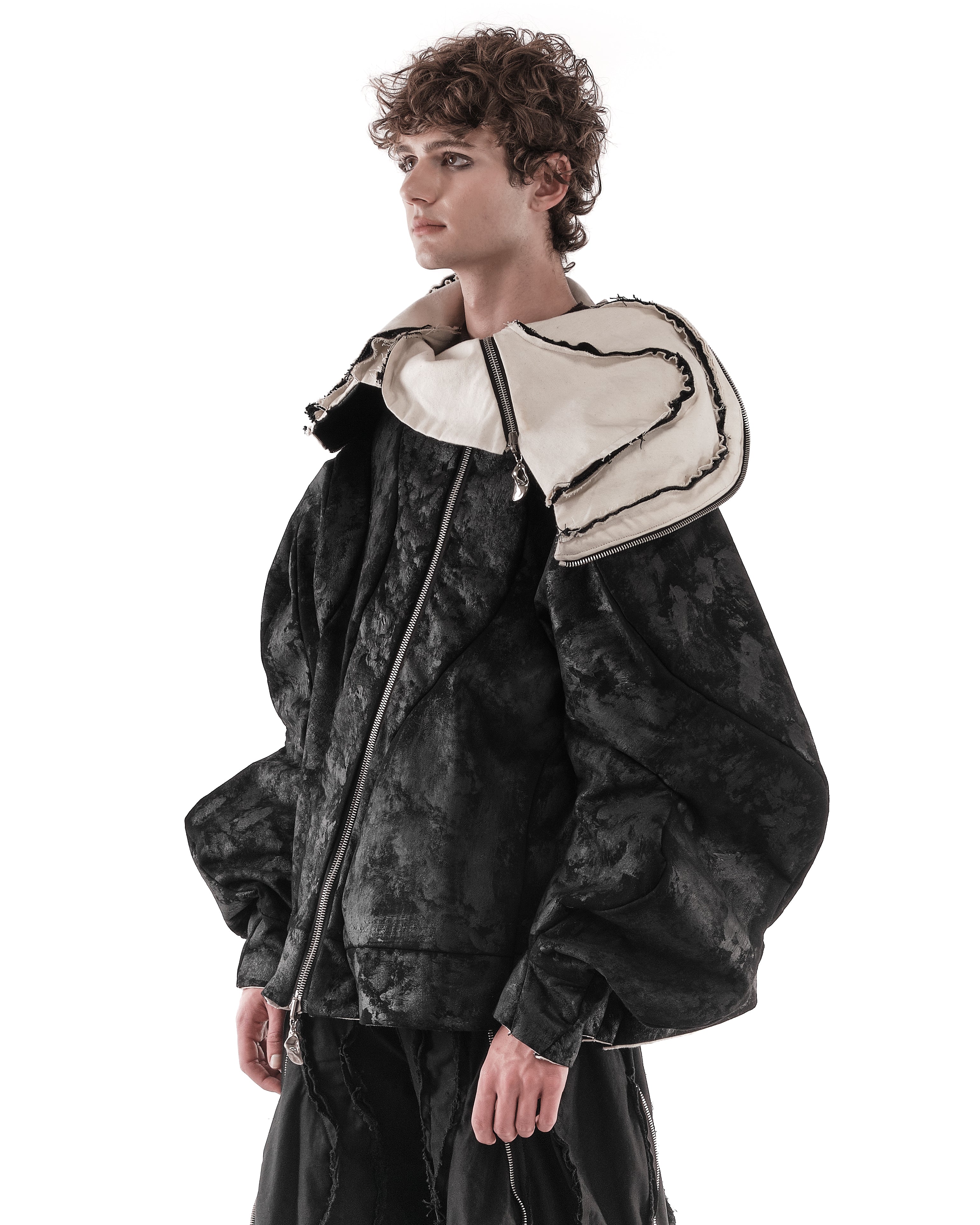 REVERSIBLE DISTORTED HOODED JACKET
