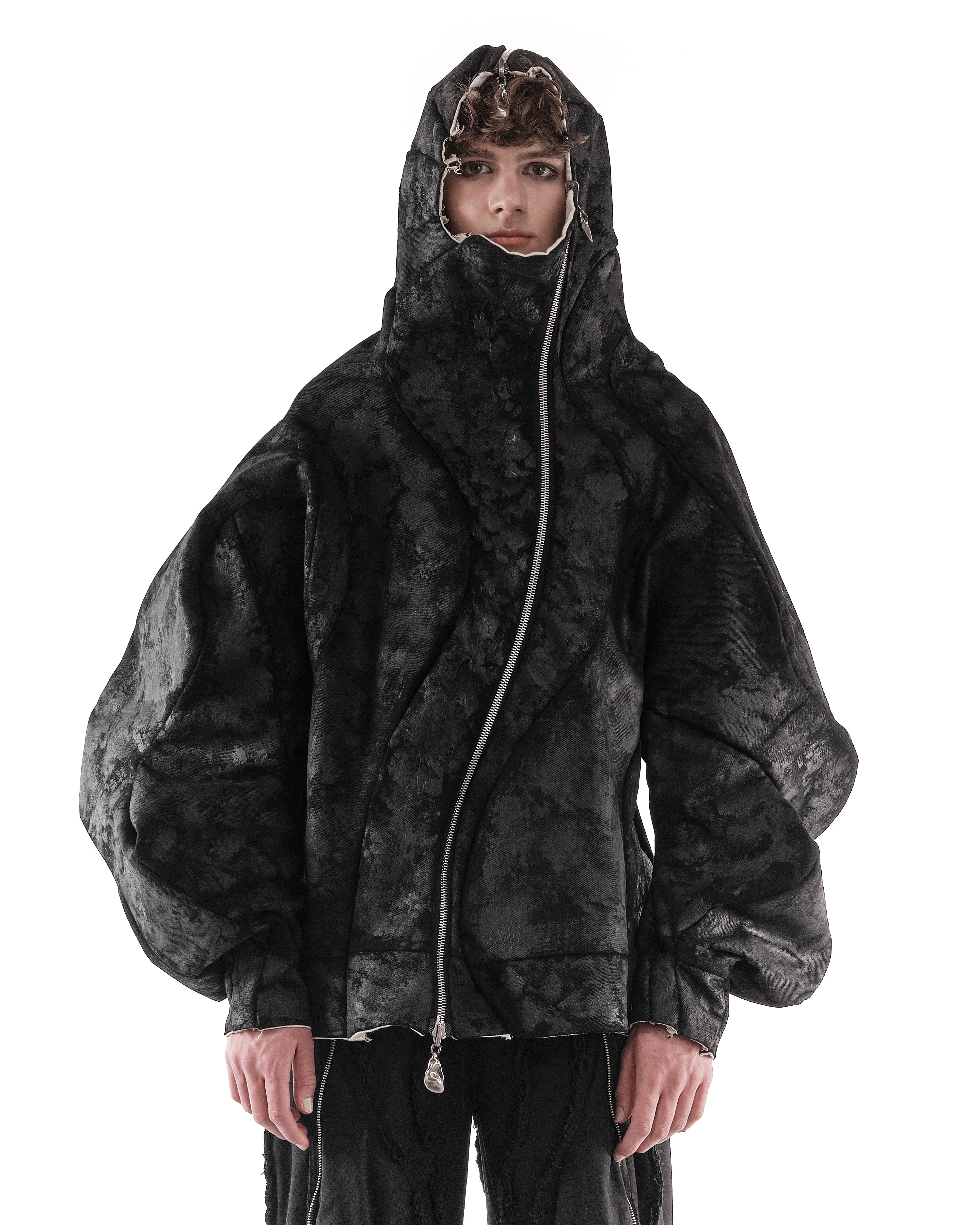 REVERSIBLE DISTORTED HOODED JACKET