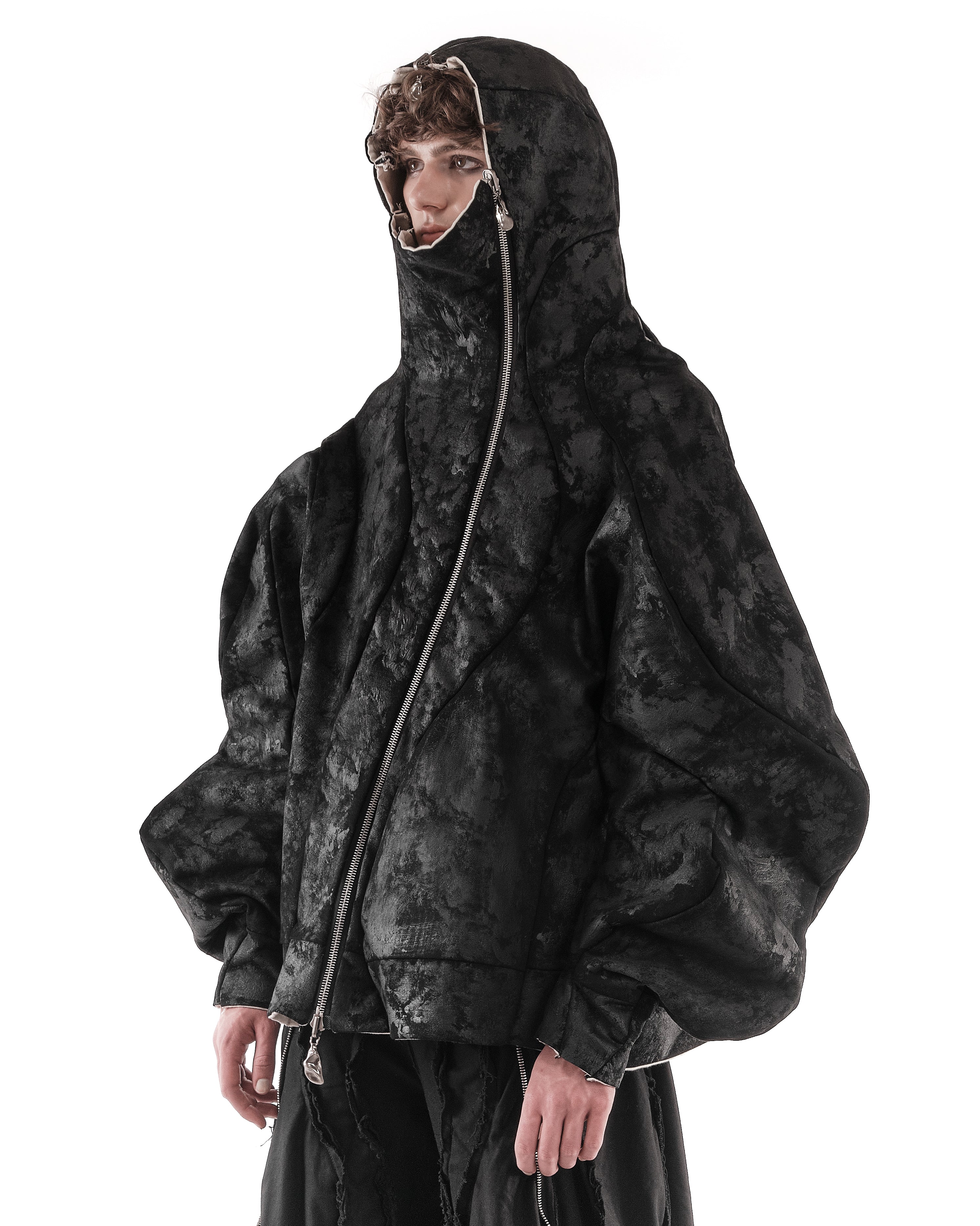REVERSIBLE DISTORTED HOODED JACKET
