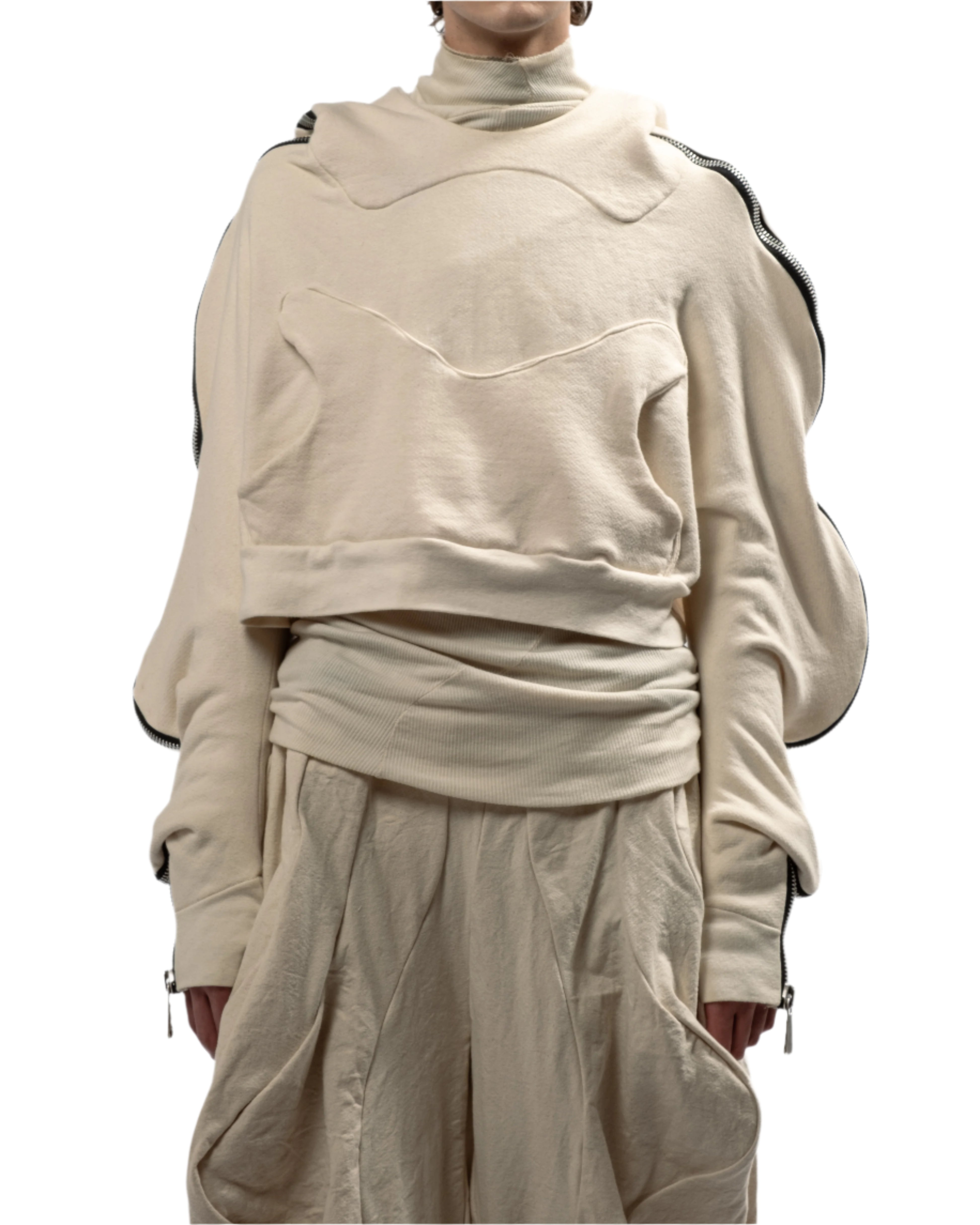 CROPPED UNDYED METAMORPHIC BUBBLE HOODIE