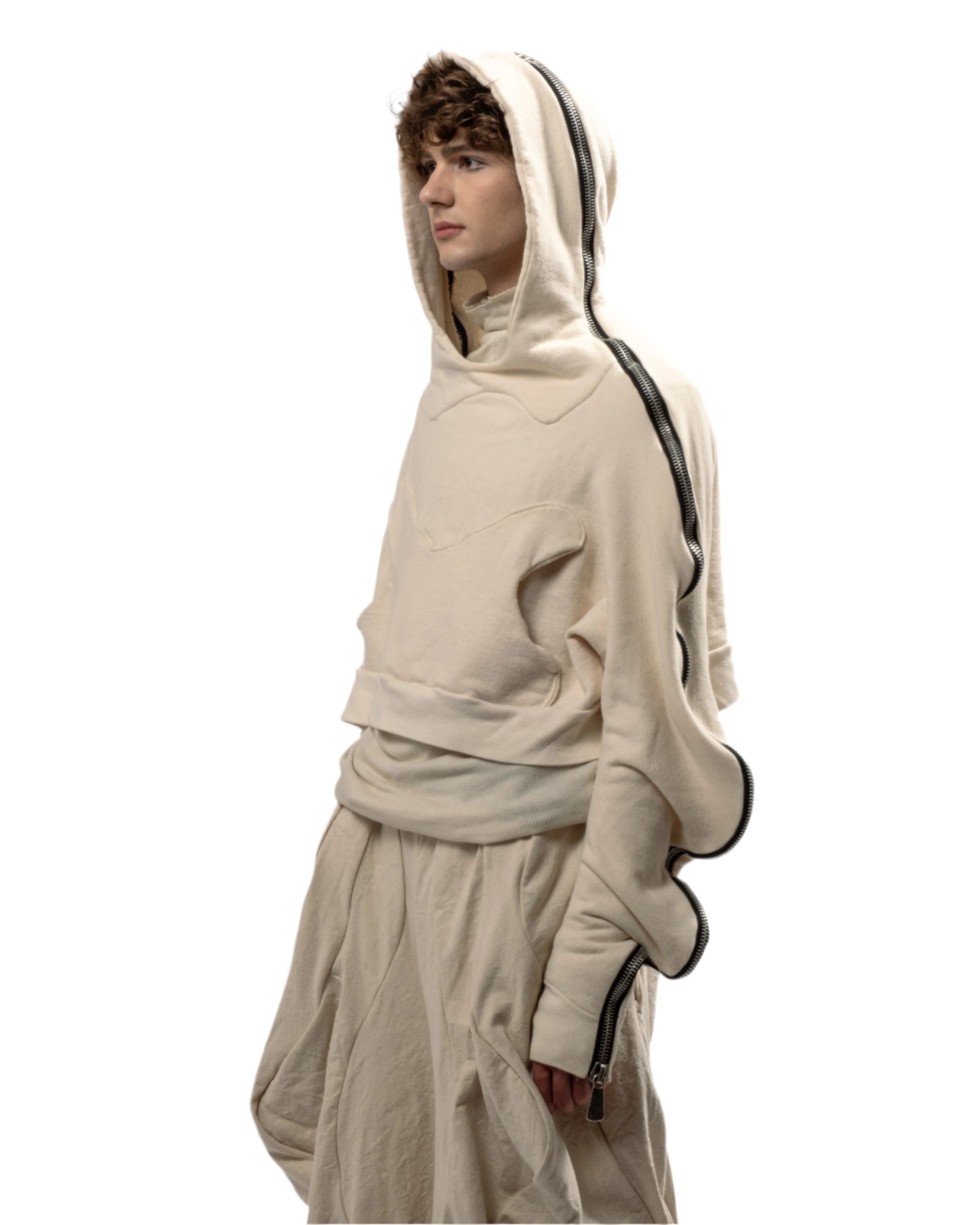 CROPPED UNDYED METAMORPHIC BUBBLE HOODIE