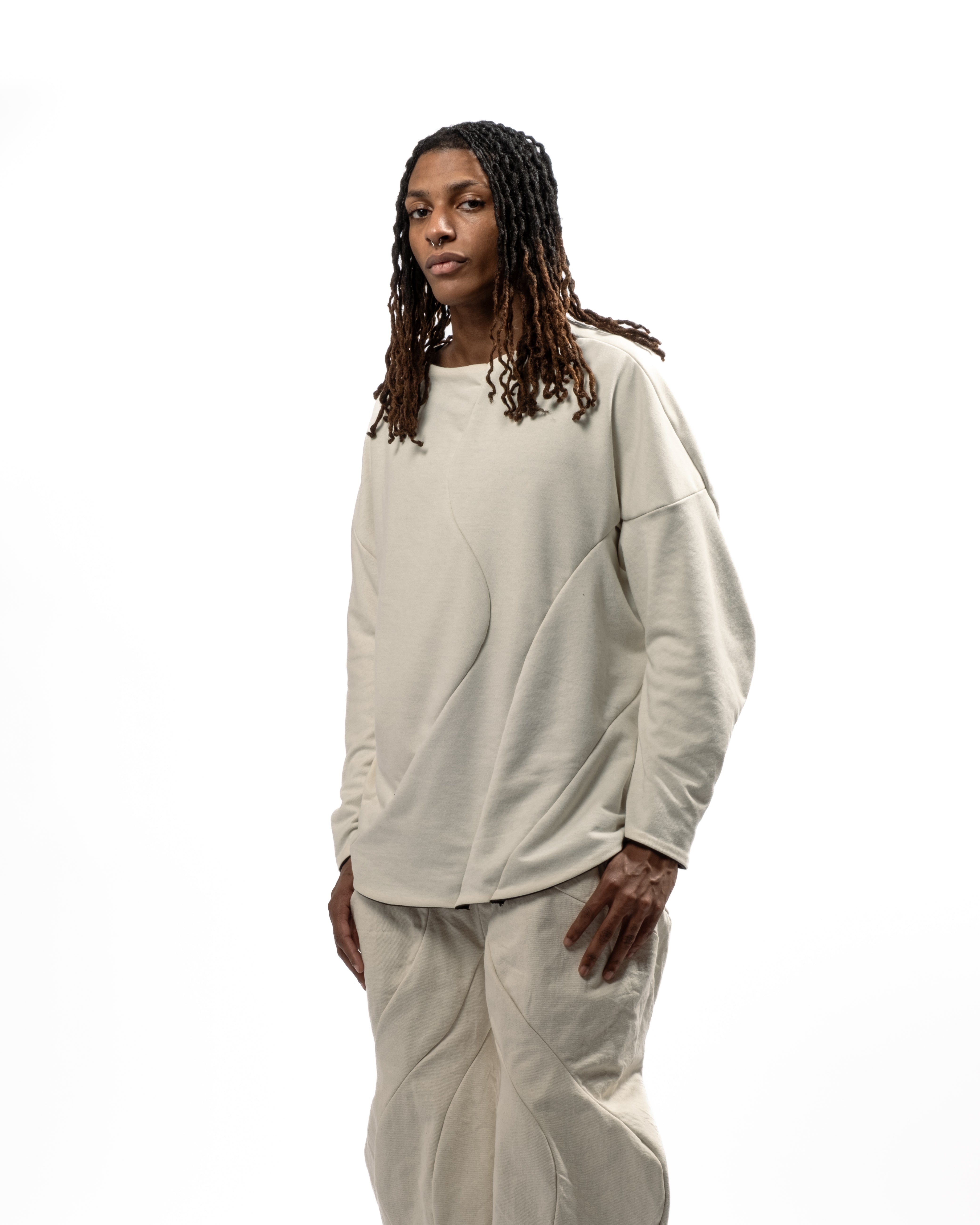 REVERSIBLE ORGANIC SEAMED SWEATER