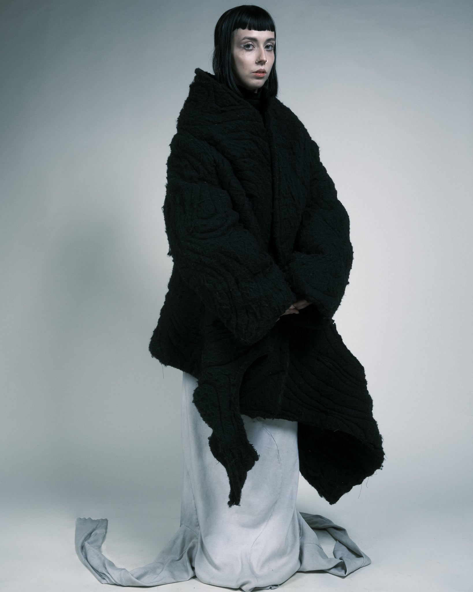 SAMPLE BLACK WOOL PUFFER JACKET