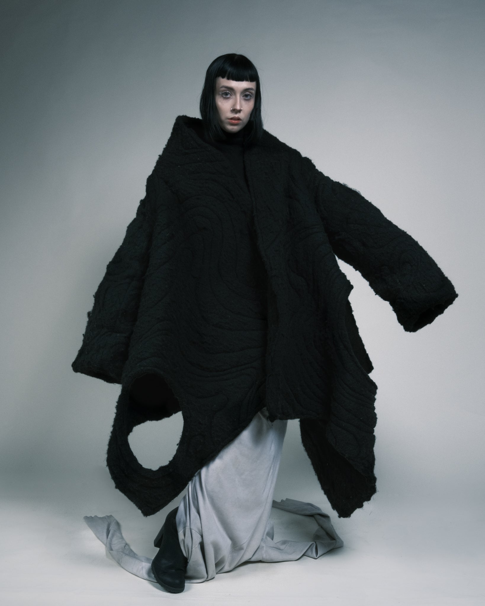 SAMPLE BLACK WOOL PUFFER JACKET