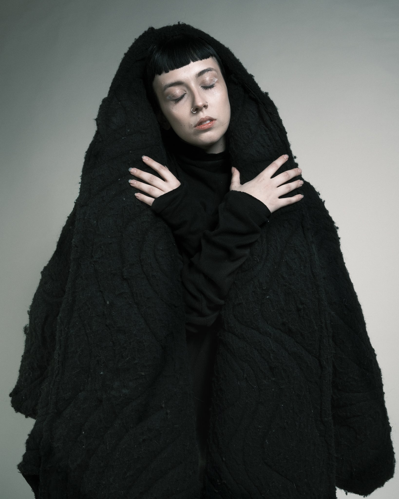 SAMPLE BLACK WOOL PUFFER JACKET