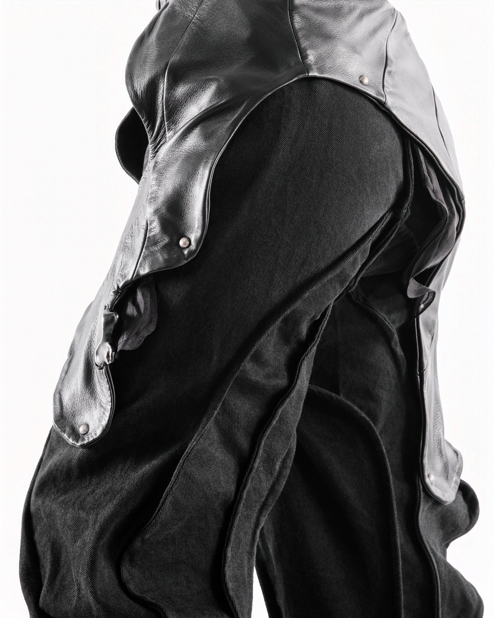 BLACK LEATHER CERITH JEANS WOMENS