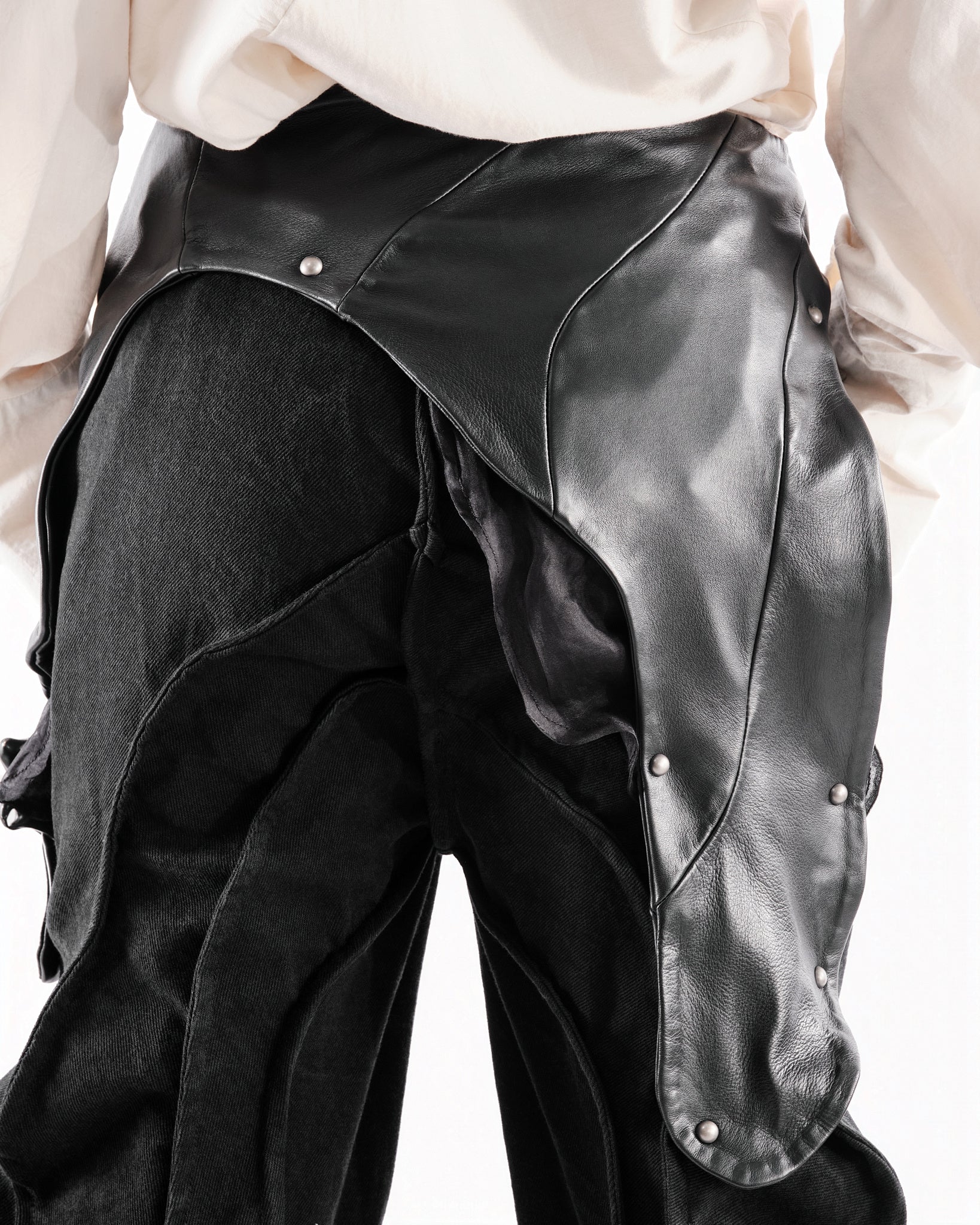 BLACK LEATHER CERITH JEANS WOMENS