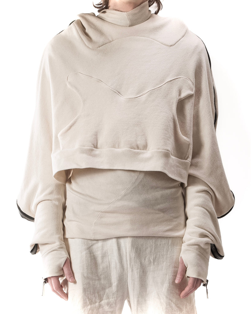 CROPPED UNDYED METAMORPHIC BUBBLE HOODIE