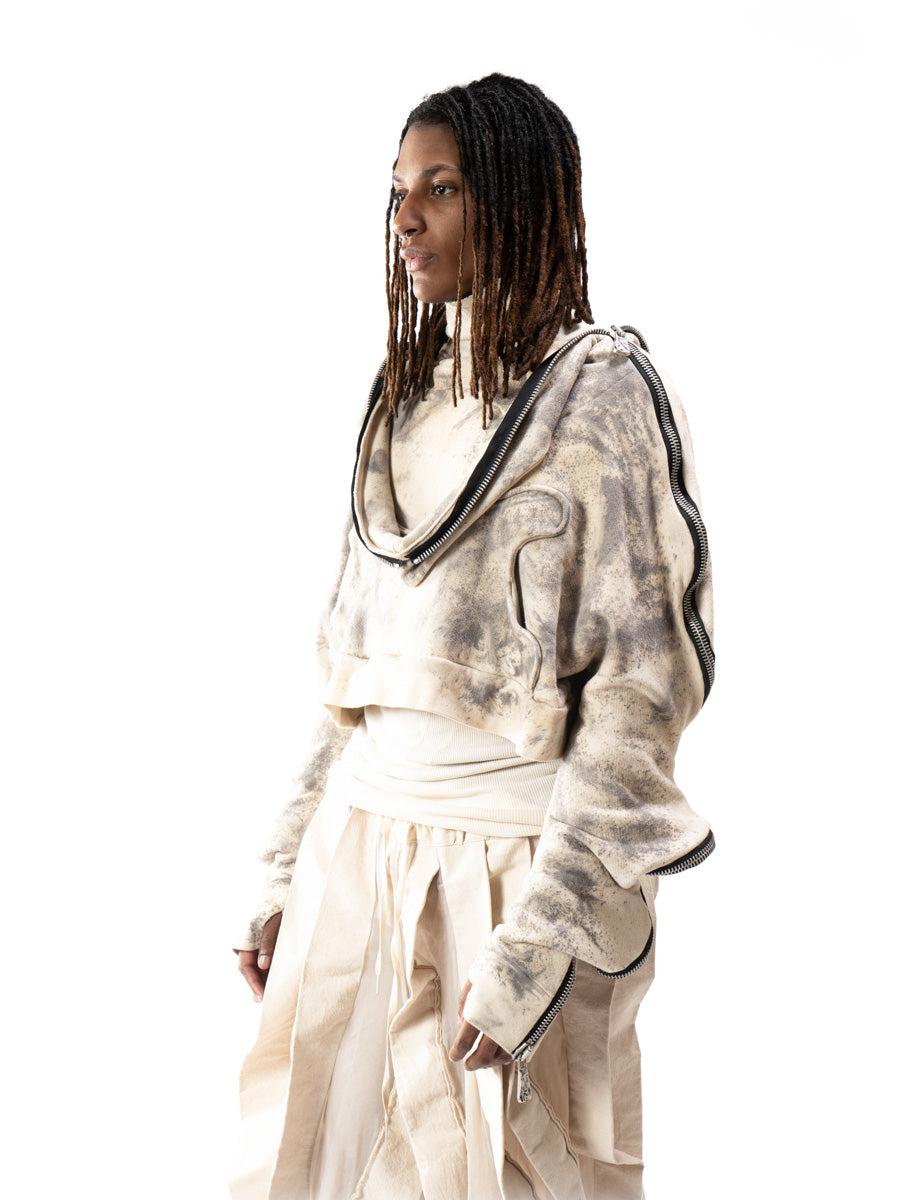 CROPPED OXIDIZED IRON METAMORPHIC BUBBLE HOODIE