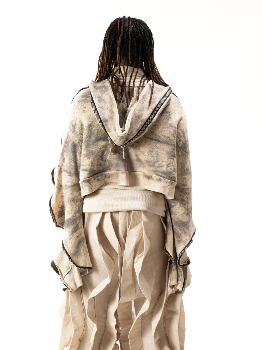 CROPPED OXIDIZED IRON METAMORPHIC BUBBLE HOODIE