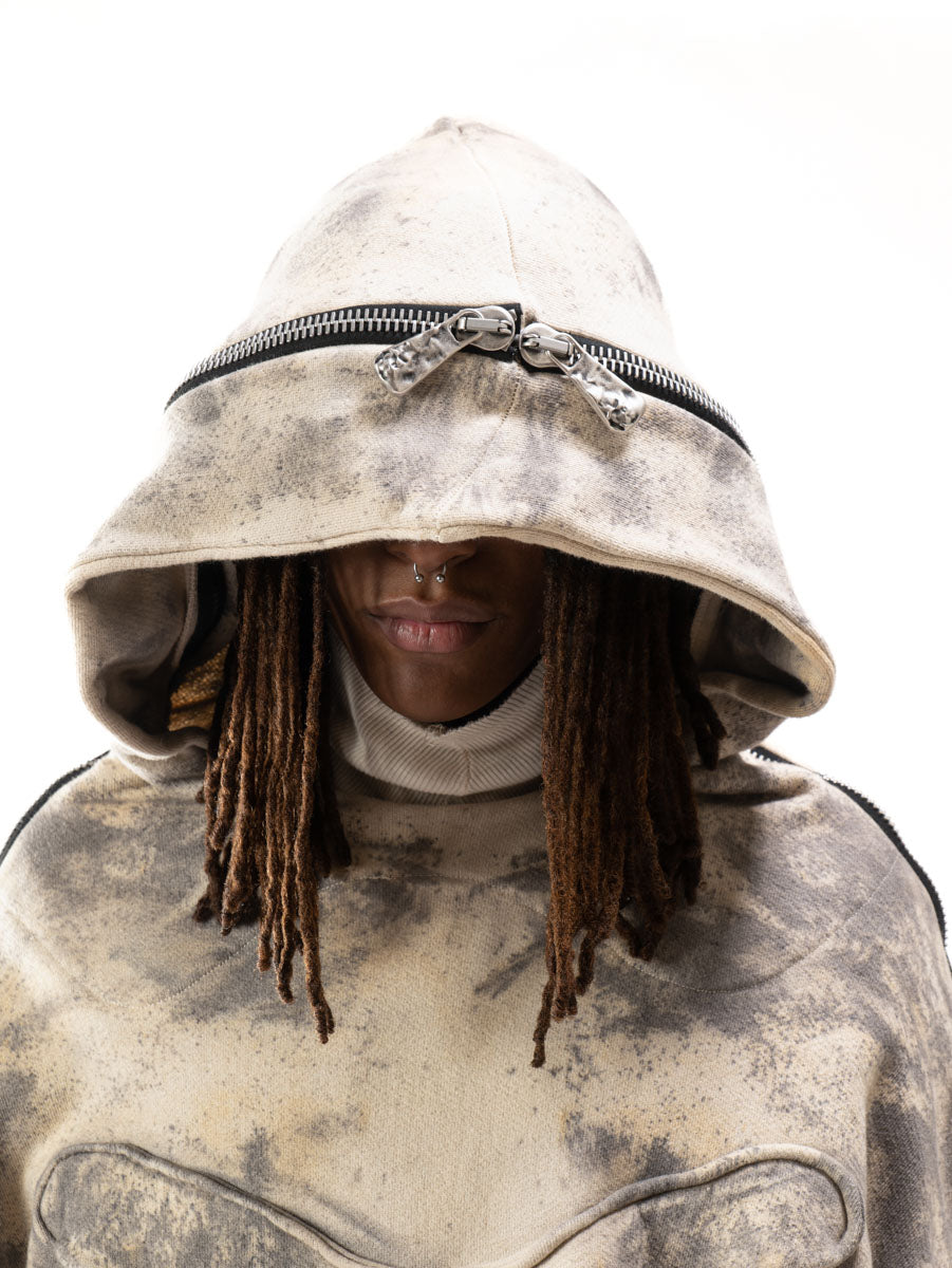 CROPPED OXIDIZED IRON METAMORPHIC BUBBLE HOODIE