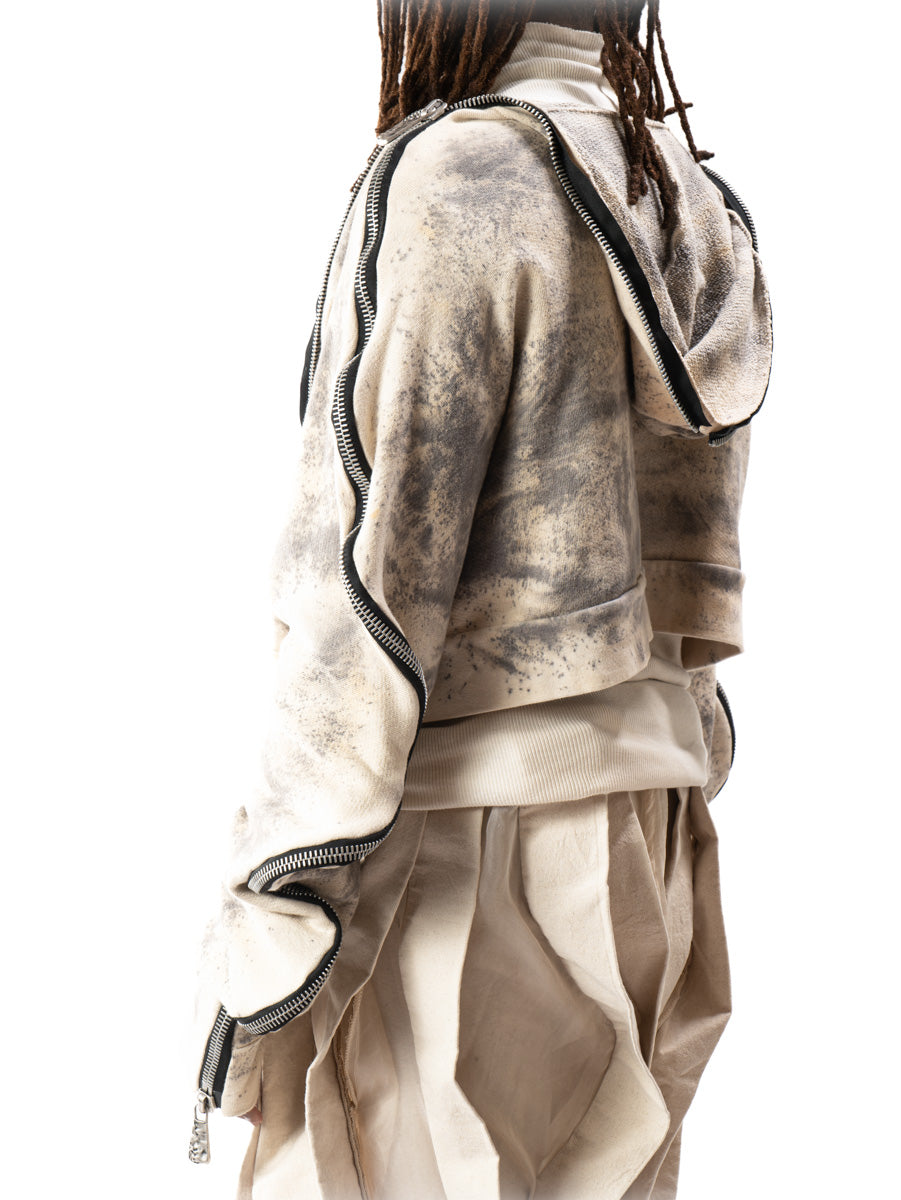CROPPED OXIDIZED IRON METAMORPHIC BUBBLE HOODIE