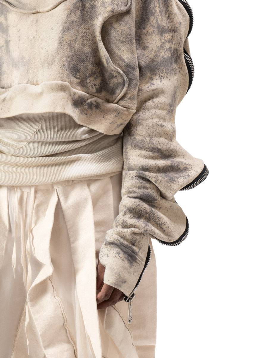 CROPPED OXIDIZED IRON METAMORPHIC BUBBLE HOODIE