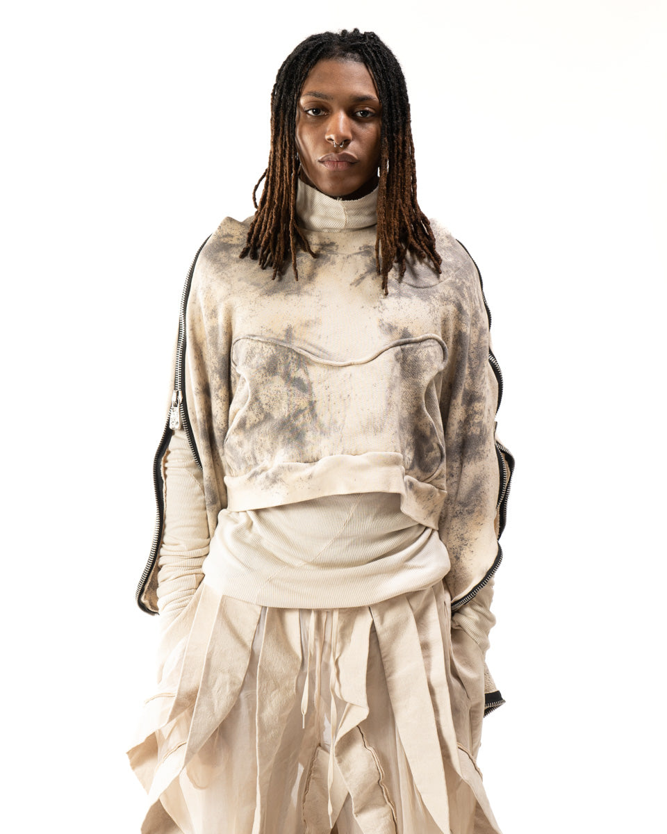 CROPPED OXIDIZED IRON METAMORPHIC BUBBLE HOODIE