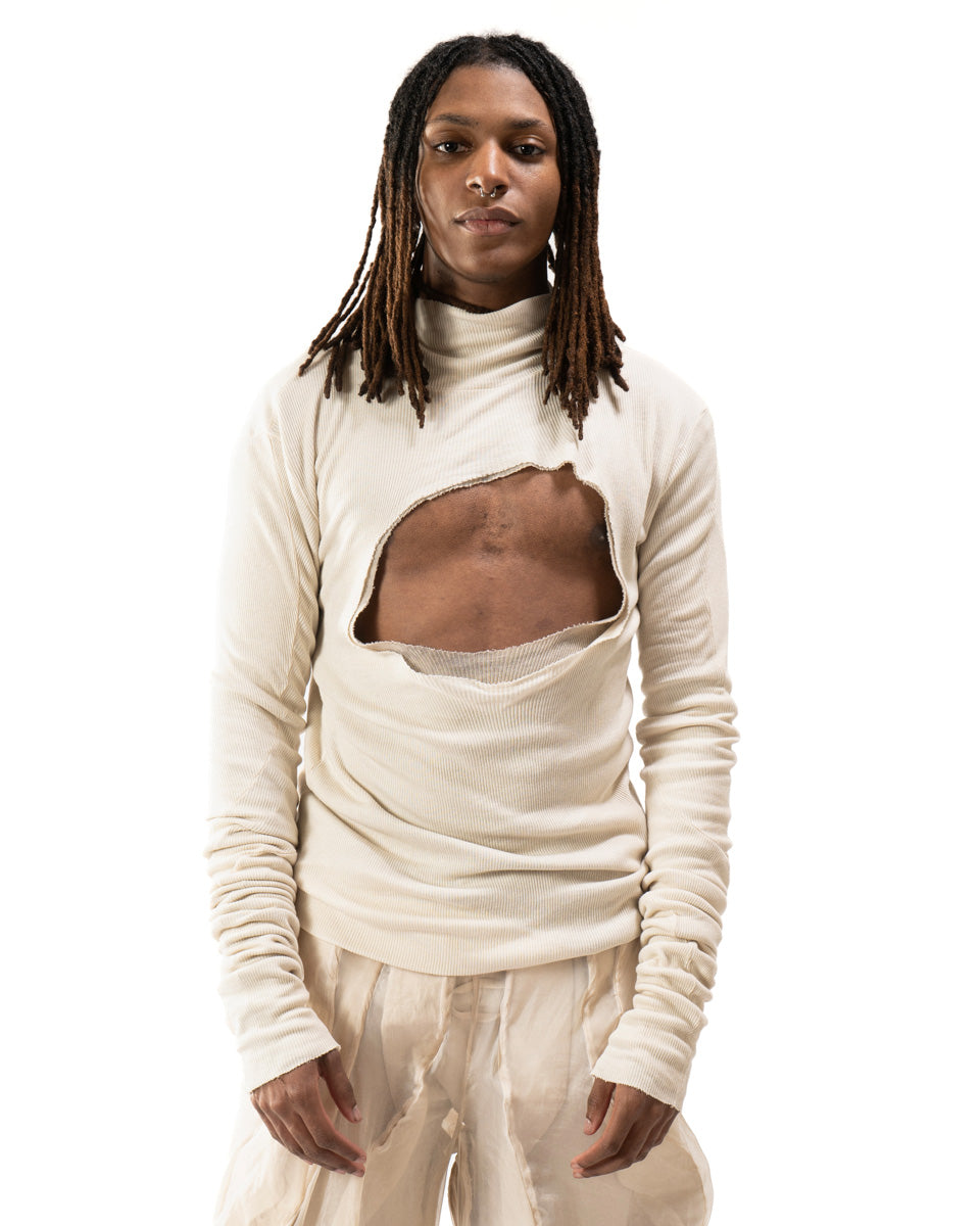 OXIDIZED IRON REVERSIBLE SPLIT TURTLENECK