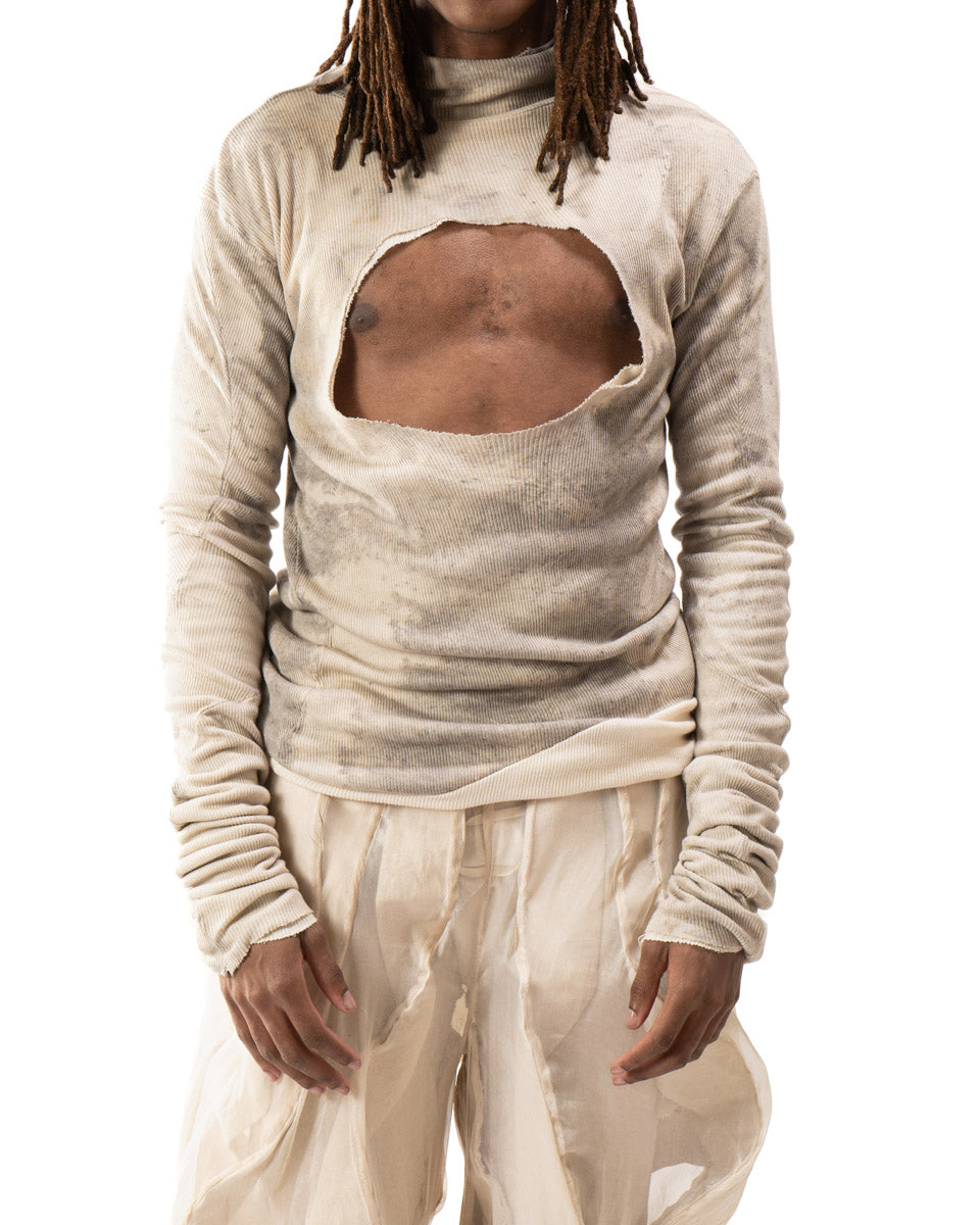 OXIDIZED IRON REVERSIBLE SPLIT TURTLENECK