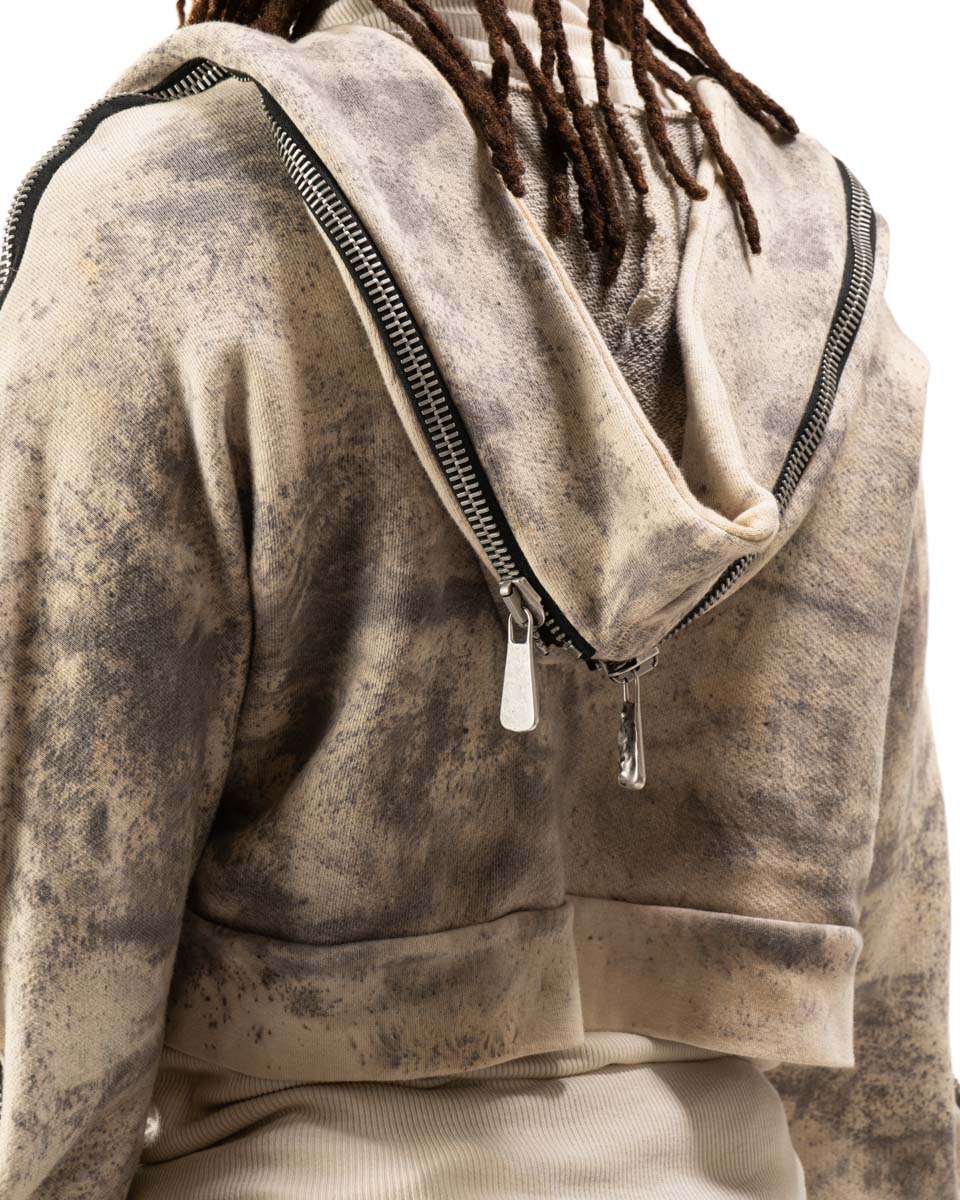 CROPPED OXIDIZED IRON METAMORPHIC BUBBLE HOODIE