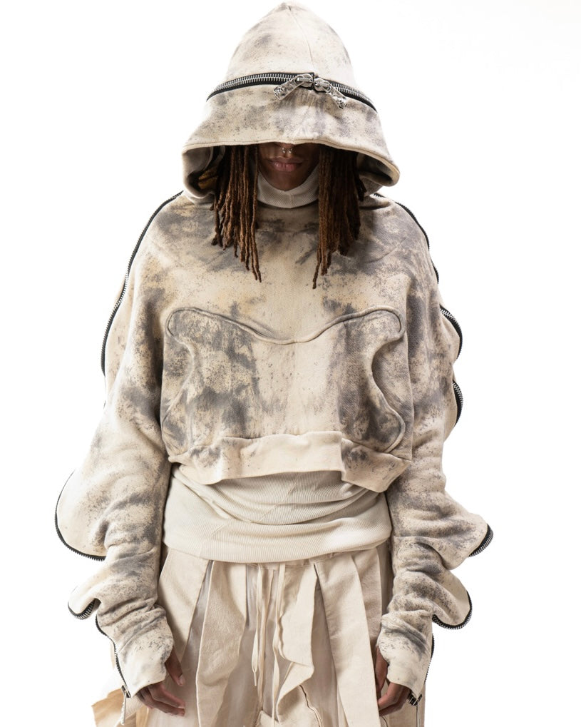 CROPPED OXIDIZED IRON METAMORPHIC BUBBLE HOODIE