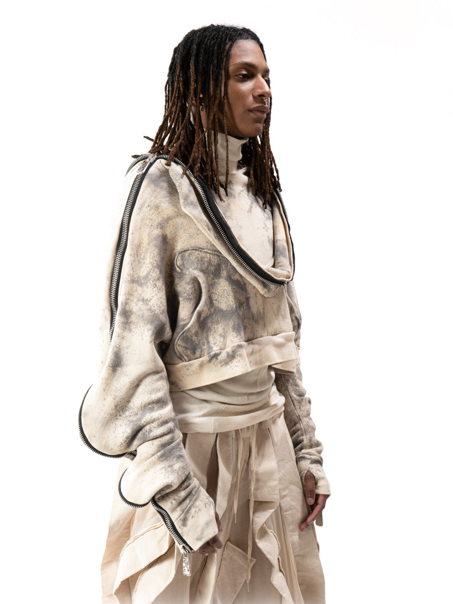 CROPPED OXIDIZED IRON METAMORPHIC BUBBLE HOODIE