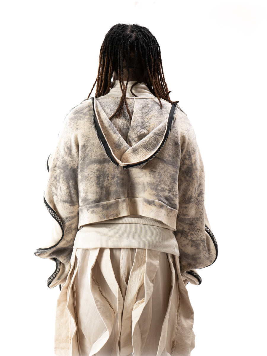 CROPPED OXIDIZED IRON METAMORPHIC BUBBLE HOODIE