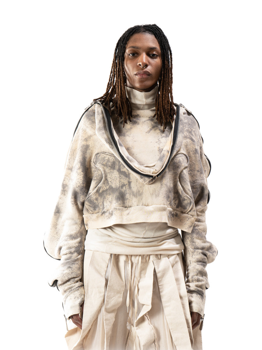CROPPED OXIDIZED IRON METAMORPHIC BUBBLE HOODIE