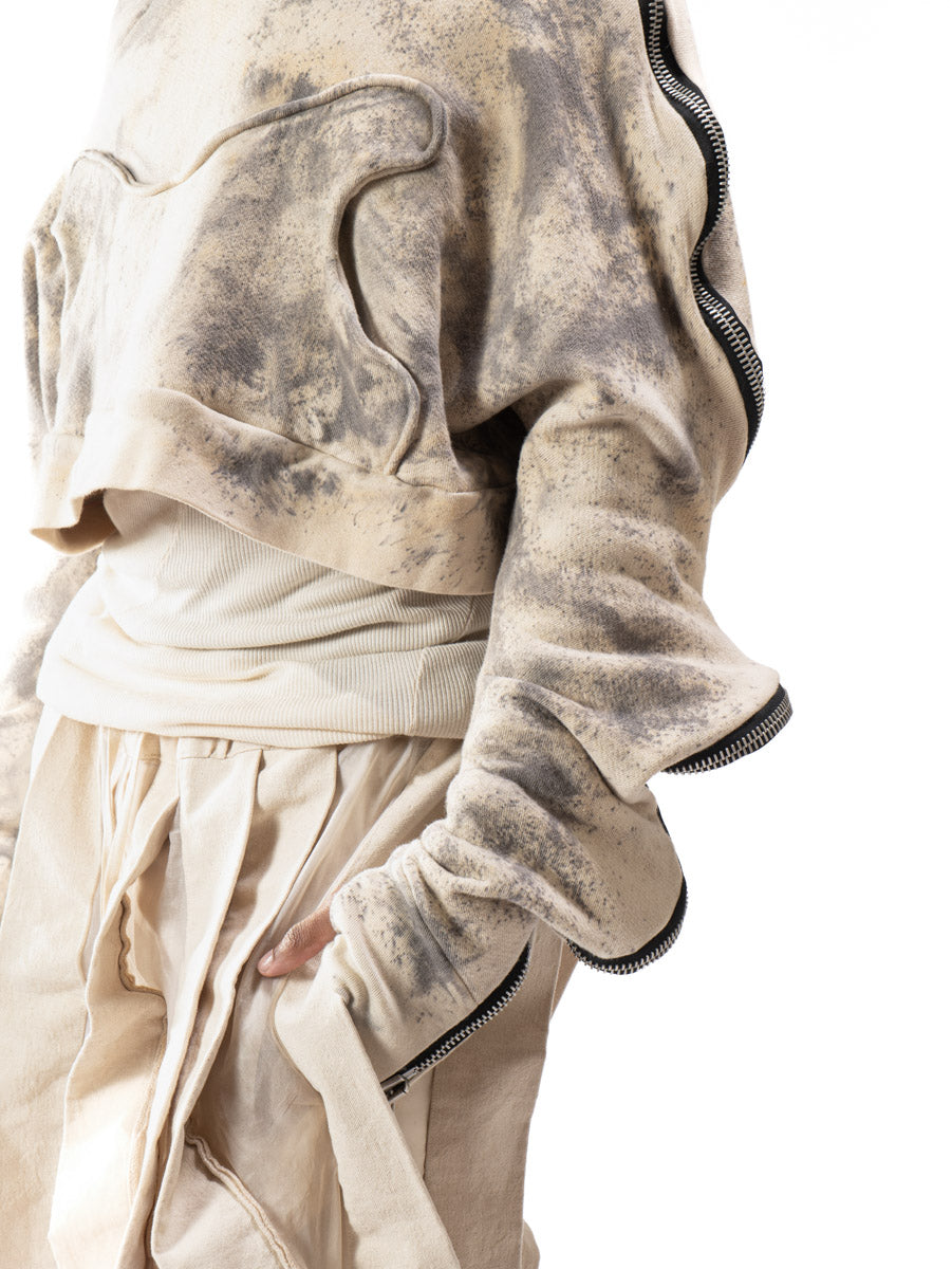CROPPED OXIDIZED IRON METAMORPHIC BUBBLE HOODIE