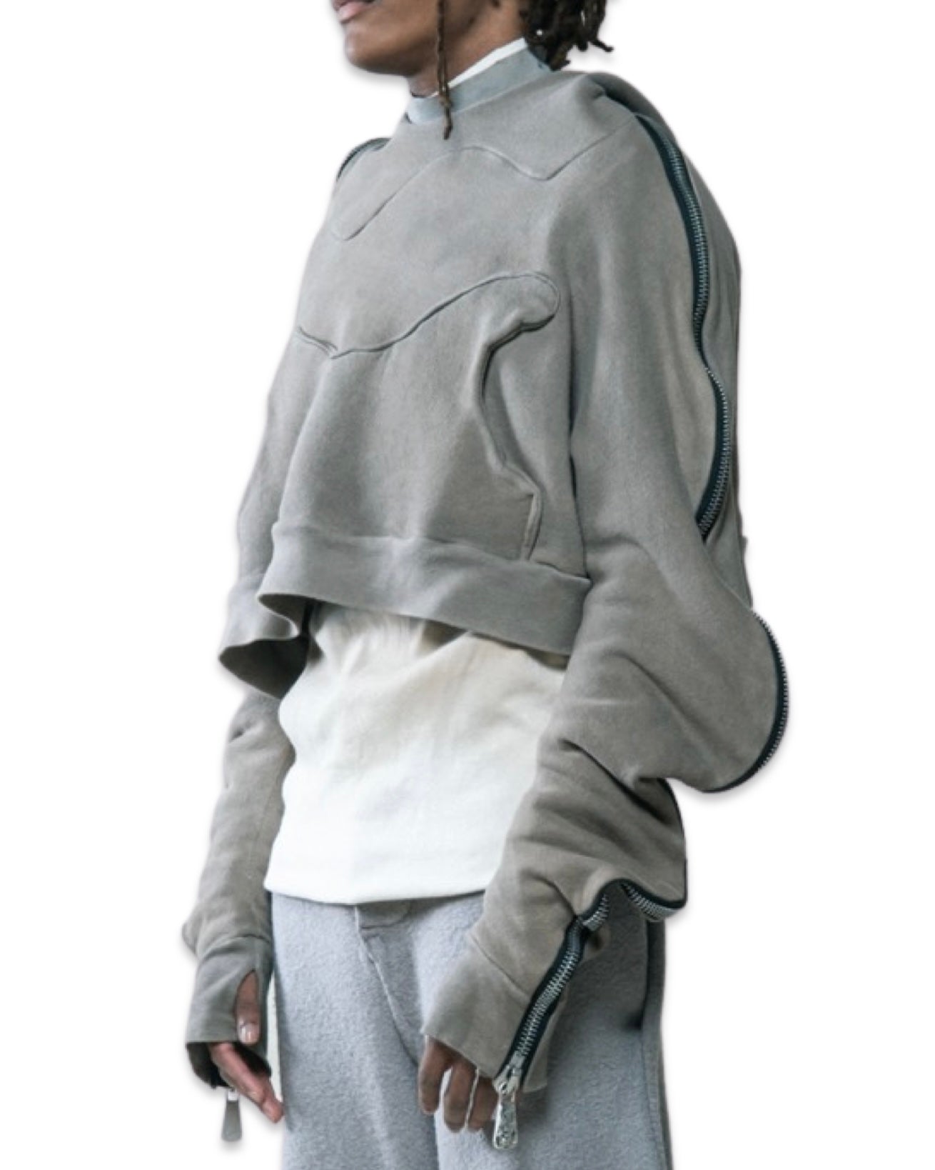 SAMPLE BROWN/ GREY DIP DYED METAMORPHIC  BUBBLE HOODIE