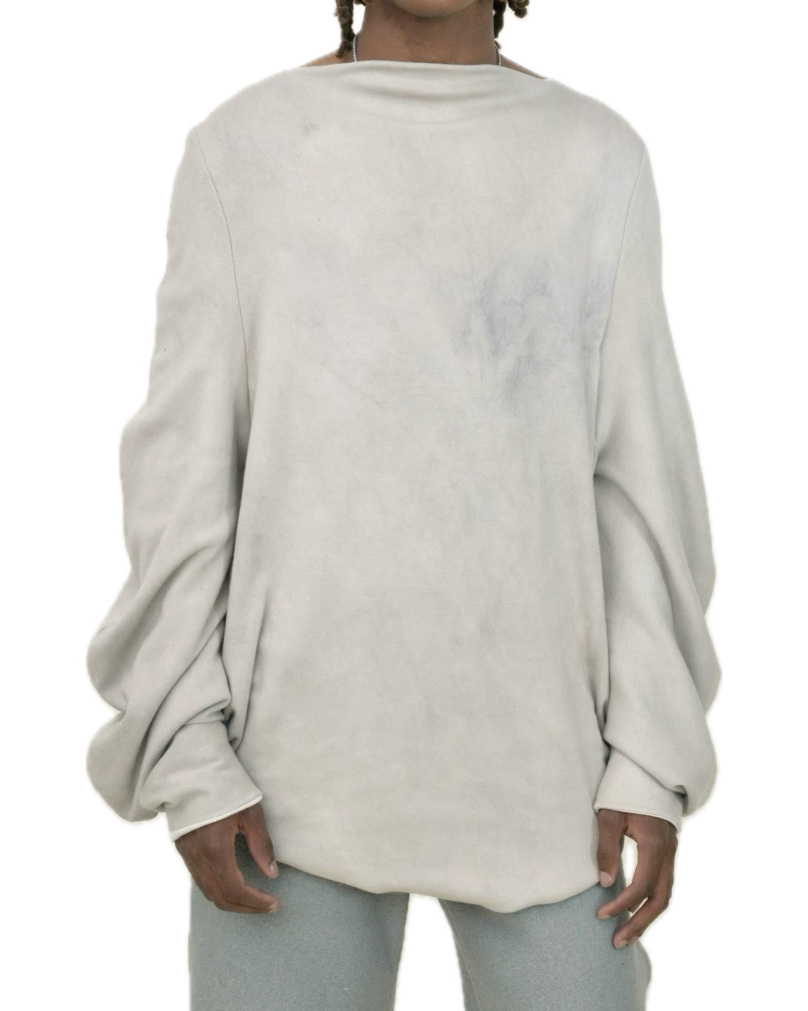 SAMPLE GREY DIP DYED  REVERSIBLE CIRCLE SWEATER