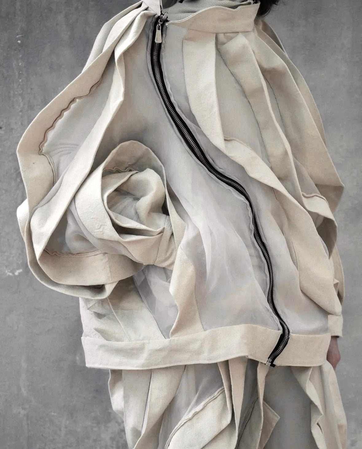 SAMPLE UNDYED REVERSIBLE SHEER POST HUMAN JACKET