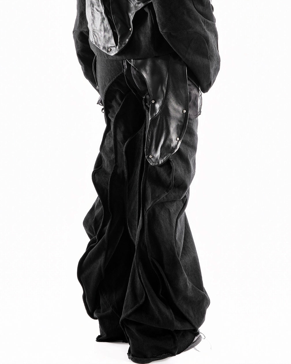 BLACK LEATHER CERITH JEANS WOMENS