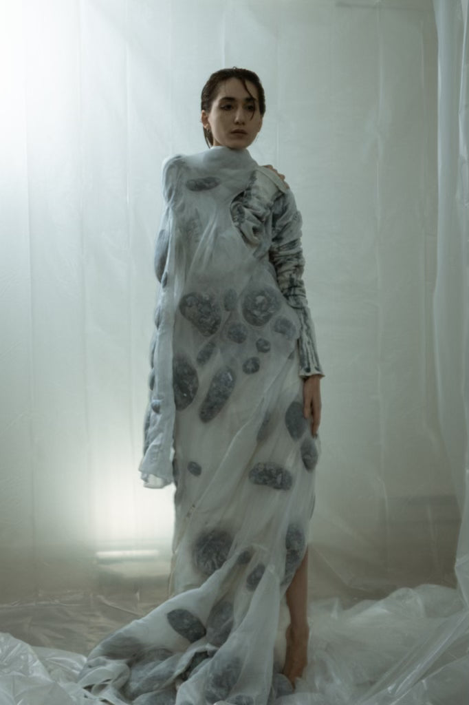 SAMPLE COAGULATED SILK PUFFER BLUE