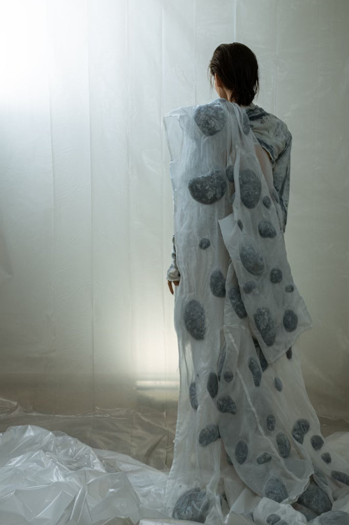 SAMPLE COAGULATED SILK PUFFER BLUE