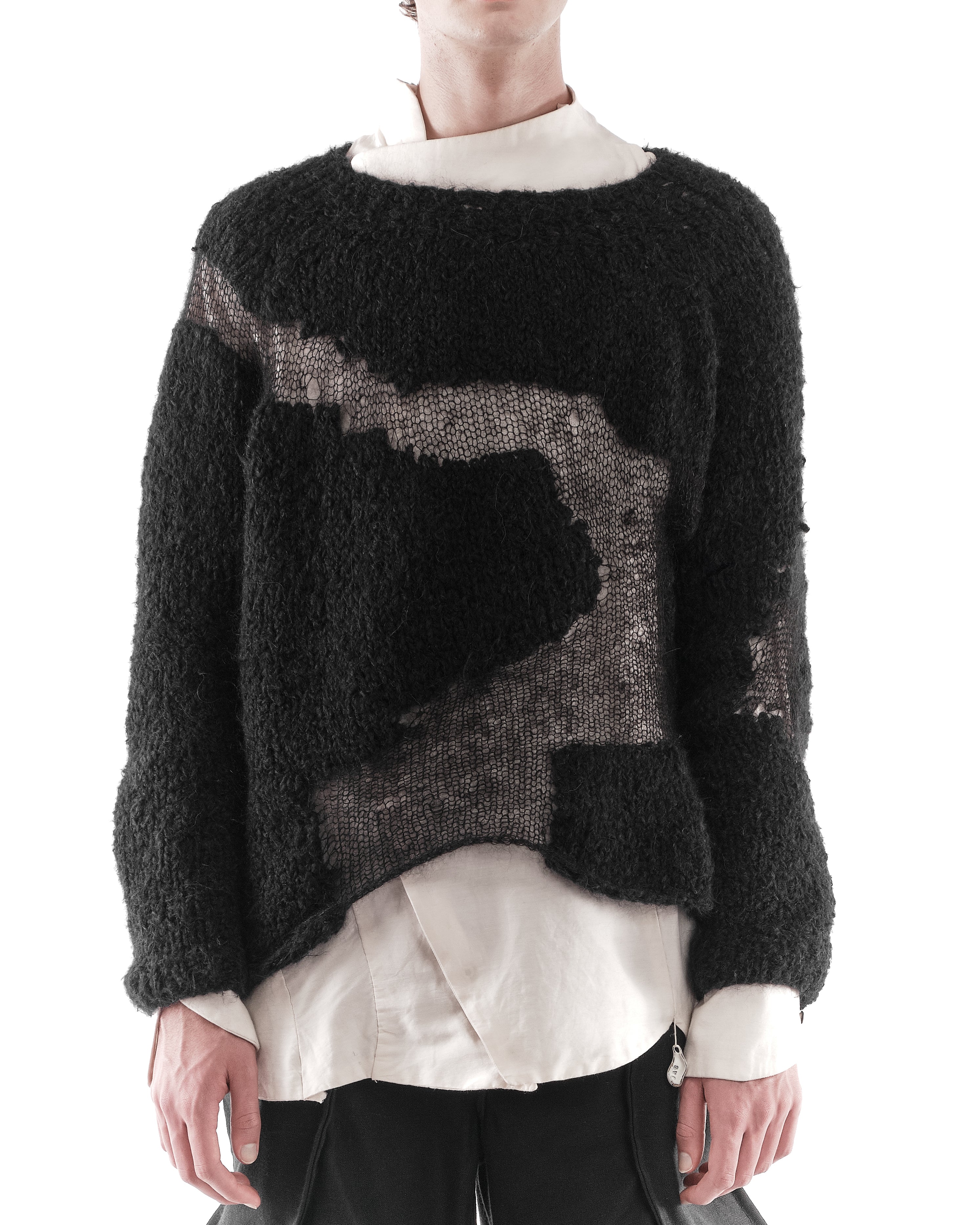 BLACK PLEXUS KNIT SWEATER