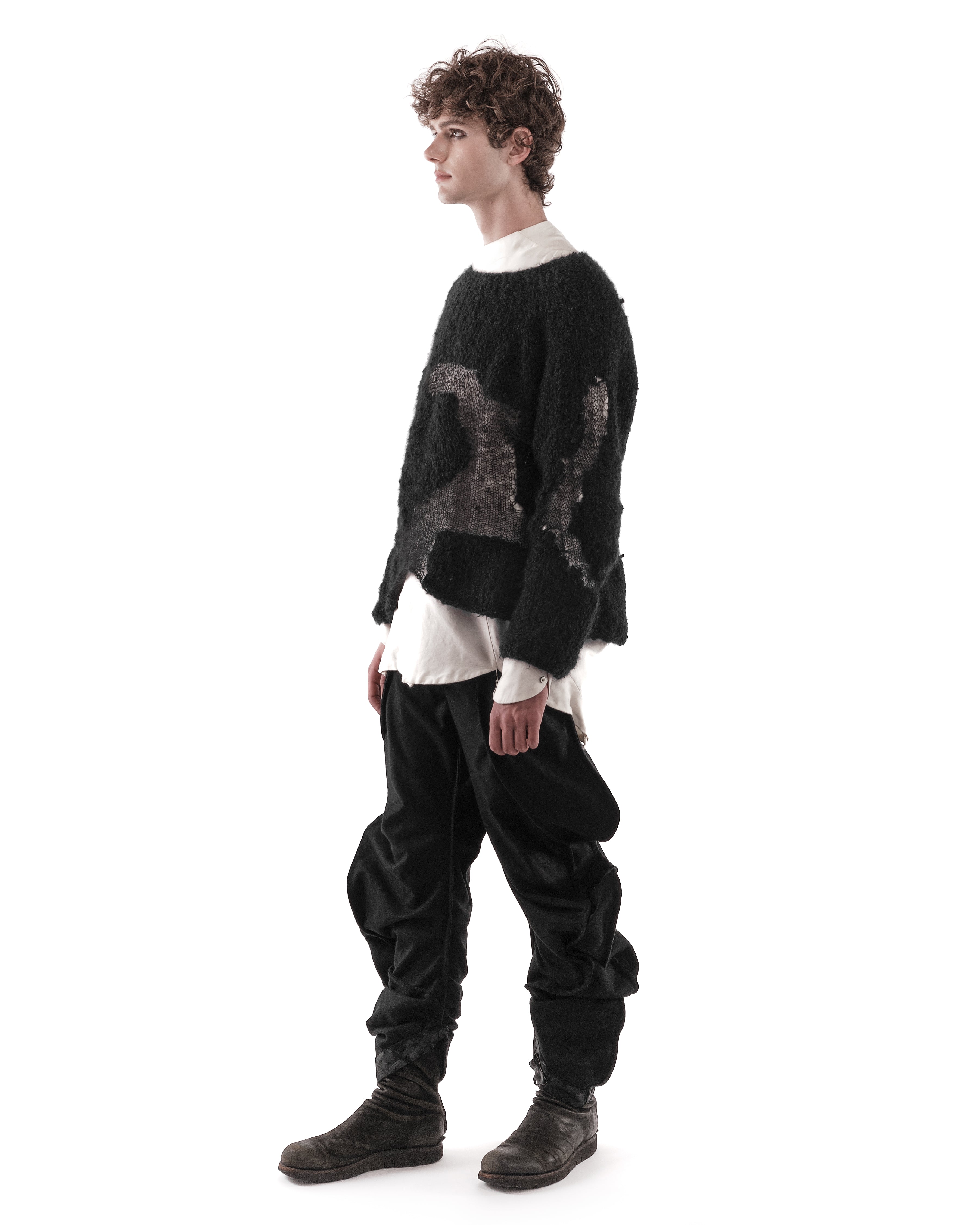 BLACK PLEXUS KNIT SWEATER