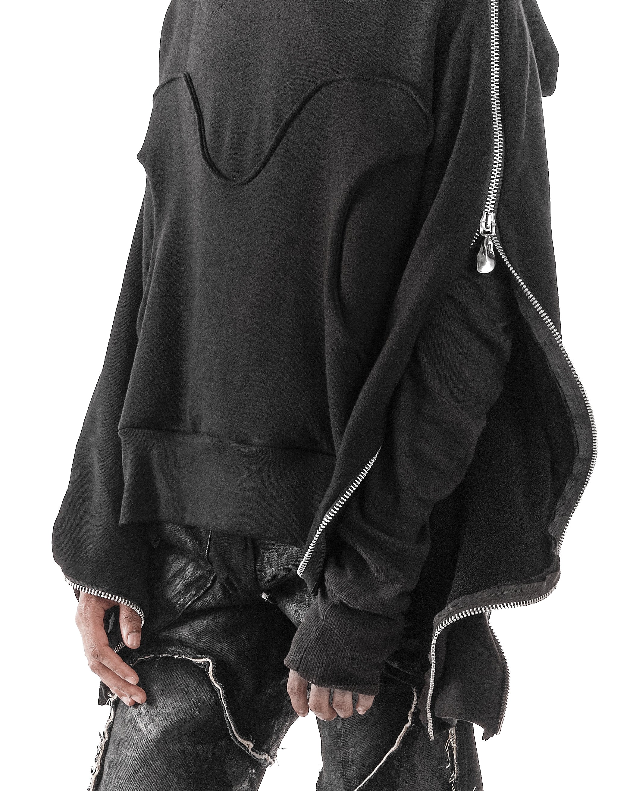 BLACK METAMORPHIC  BUBBLE HOODIE